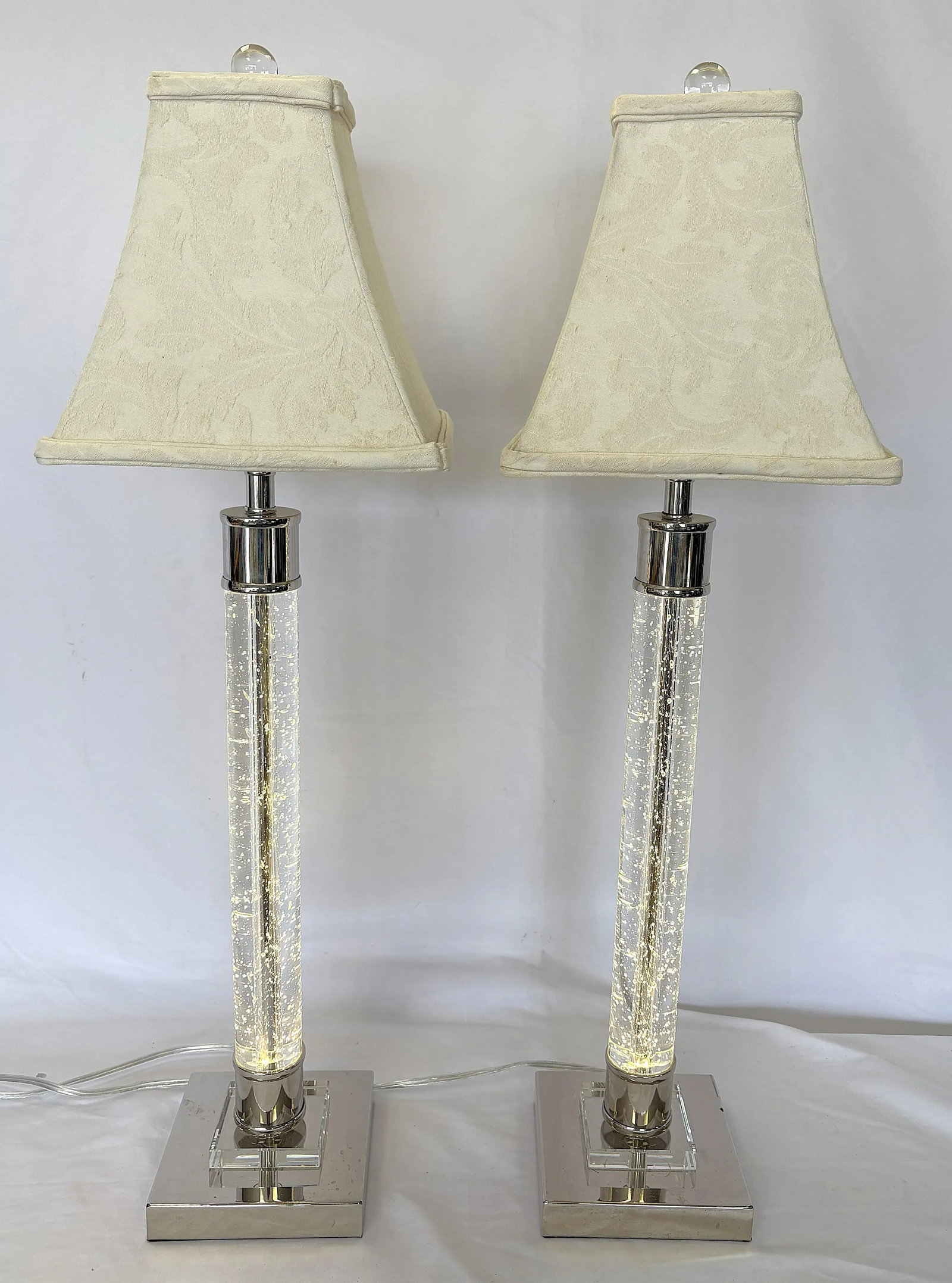 Crystal and Chrome 3-Way Led Column Lamps- A Pair - 8