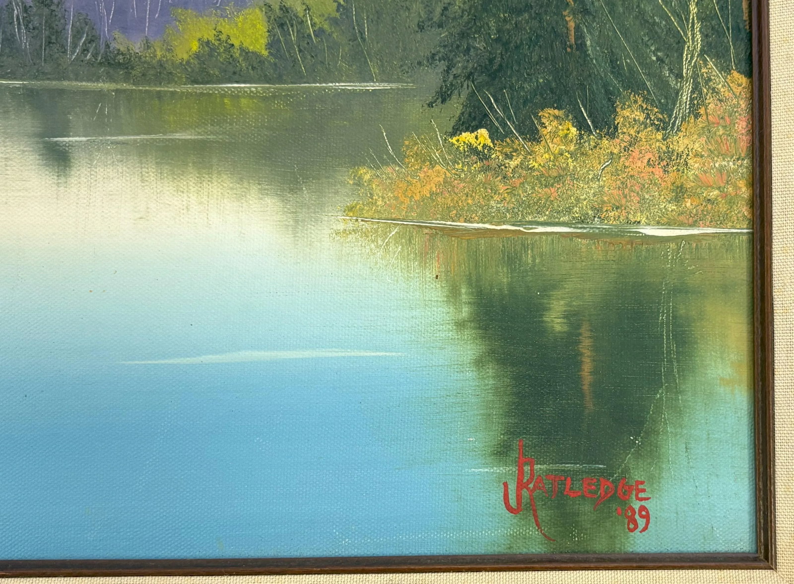 Original Signed and Framed Painting on Canvas by J. Ratledge C1989 'Mountain Landscape' - 6