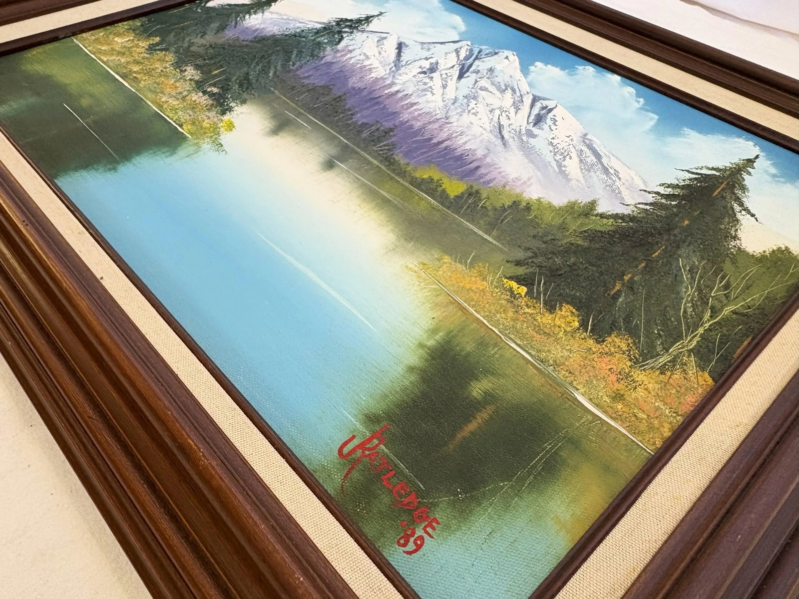 Original Signed and Framed Painting on Canvas by J. Ratledge C1989 'Mountain Landscape' - 9