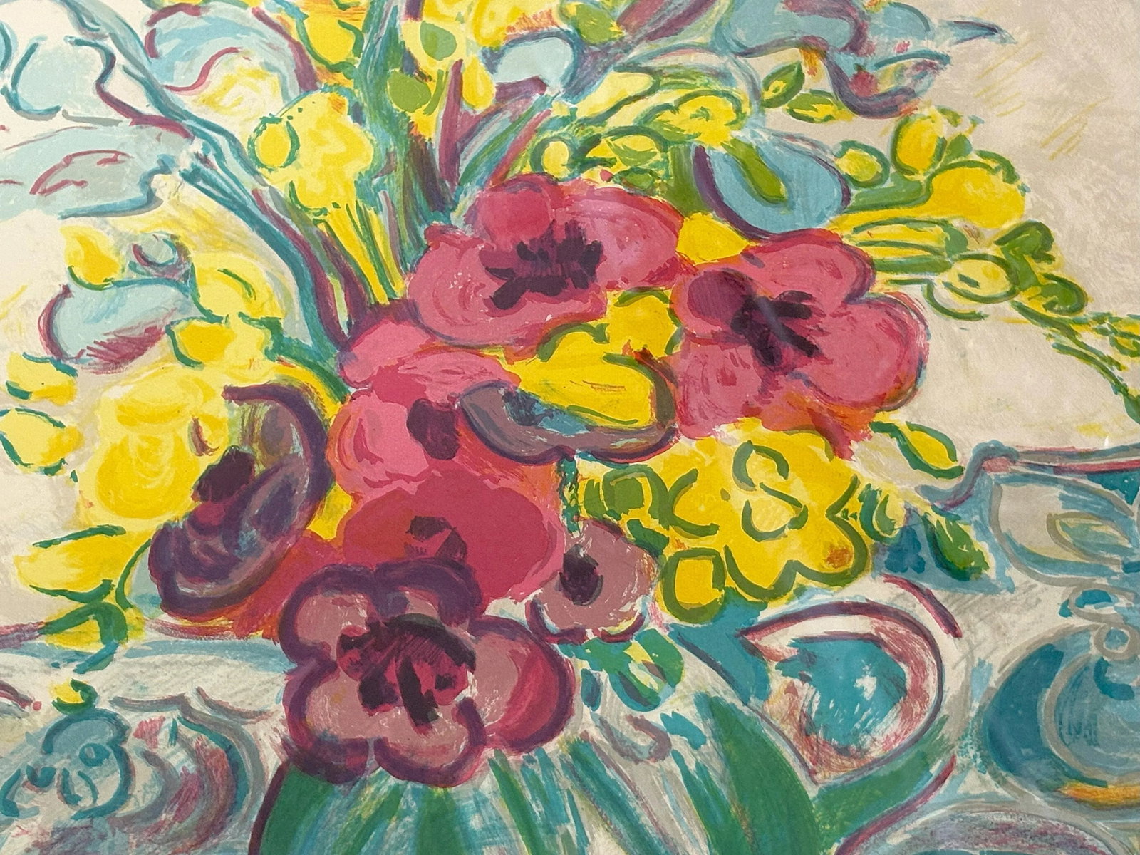 Signed and Numbered Lithograph by Gerard Viellevie (French, 1939-1992) Titled 'Bouquet of Anemones' - 11