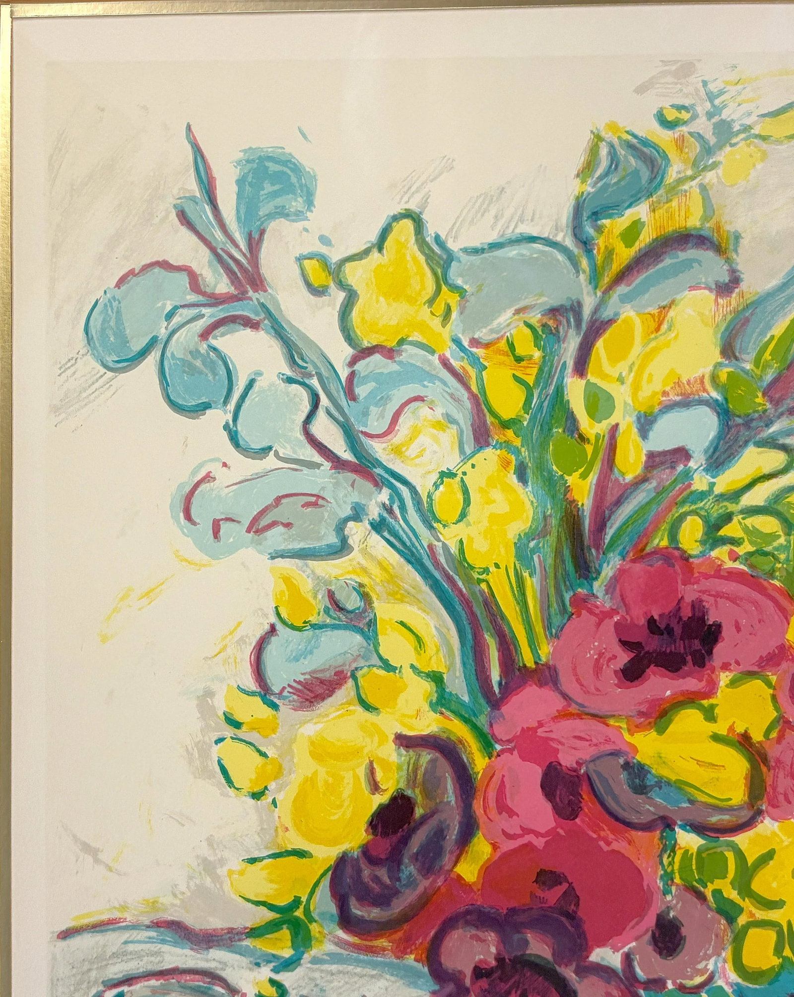 Signed and Numbered Lithograph by Gerard Viellevie (French, 1939-1992) Titled 'Bouquet of Anemones' - 4