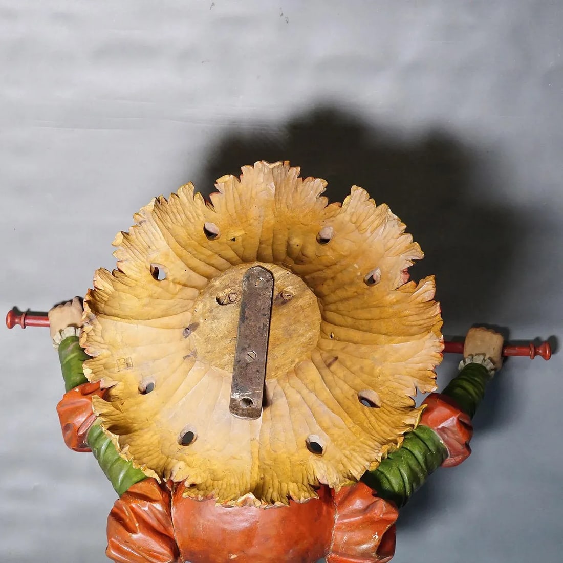 Lovely Carved Wooden Lady Towel Holder Ca. 1900 - 12