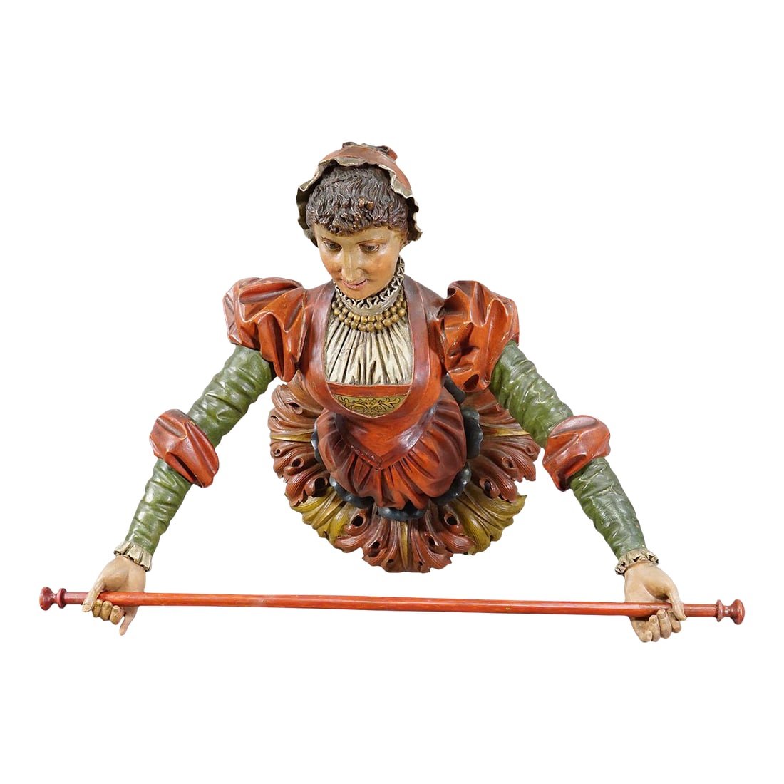 Lovely Carved Wooden Lady Towel Holder Ca. 1900 (1 of 12)
