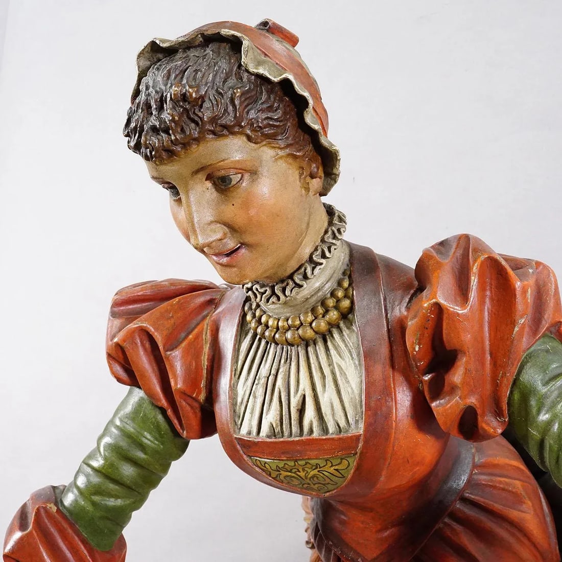 Lovely Carved Wooden Lady Towel Holder Ca. 1900 - 7