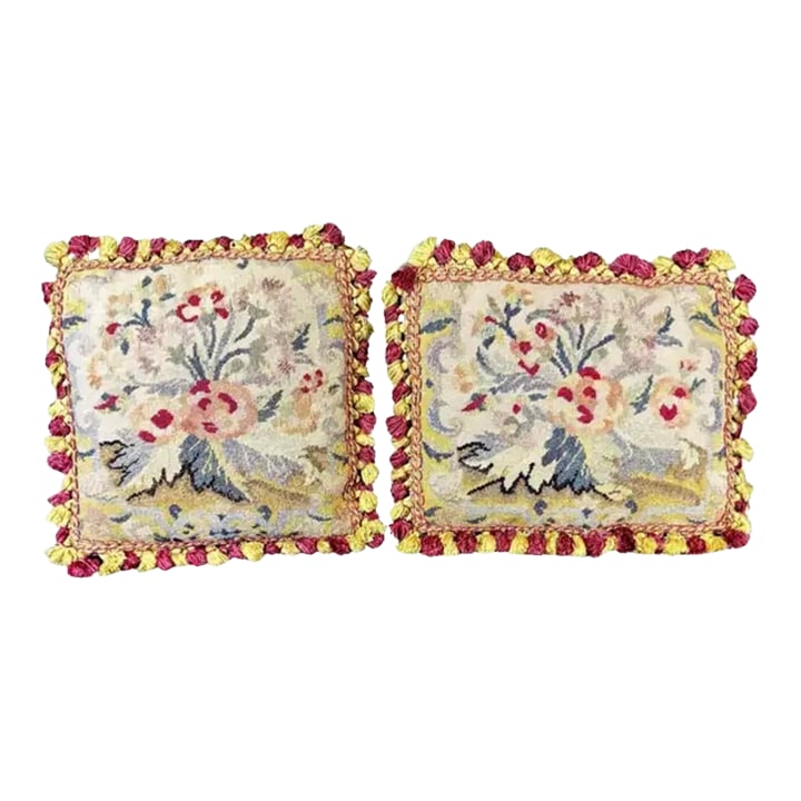 Needlepoint Floral Tapestry Pillows, Set of Two (1 of 10)