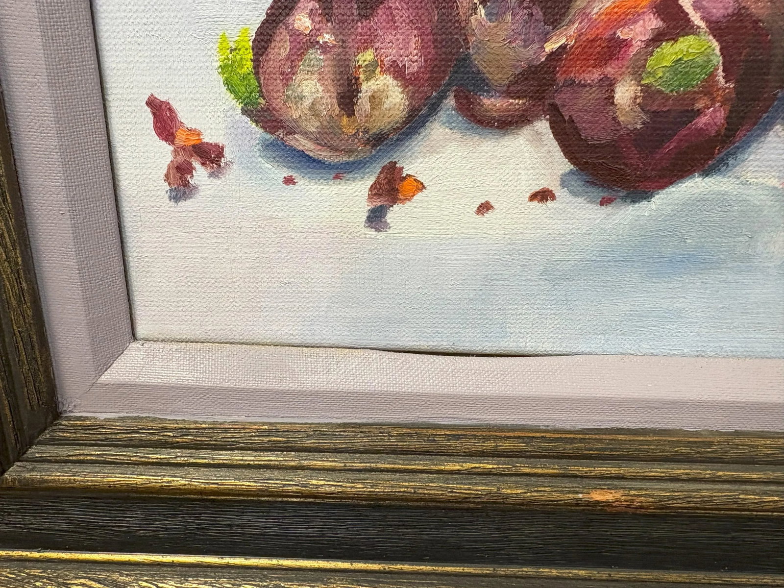 Original Framed and Signed Painting on Canvas of 'Hyacinth Bulbs in a Basket' - 12