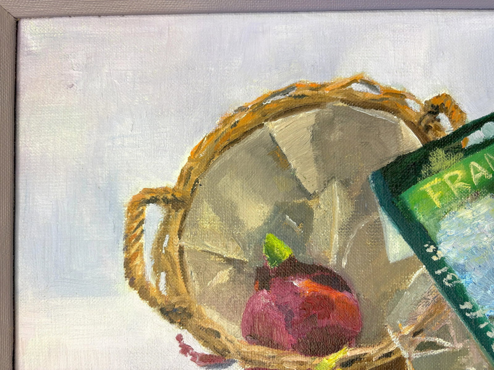 Original Framed and Signed Painting on Canvas of 'Hyacinth Bulbs in a Basket' - 4