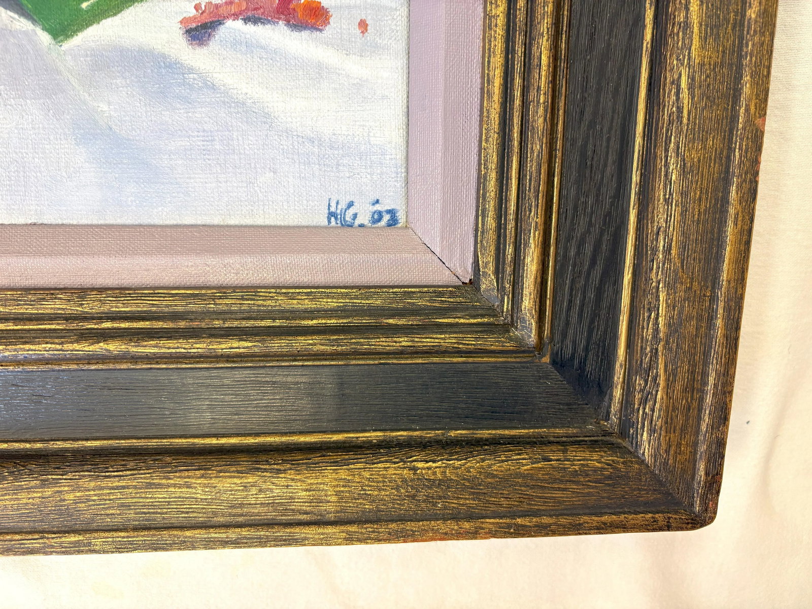 Original Framed and Signed Painting on Canvas of 'Hyacinth Bulbs in a Basket' - 8