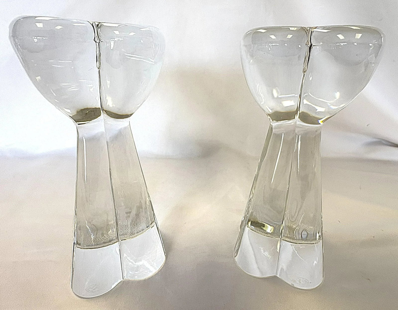 Vintage Baccarat France Clover Diomede 7" Tall Heavy Crystal Candlesticks - A Pair - 3