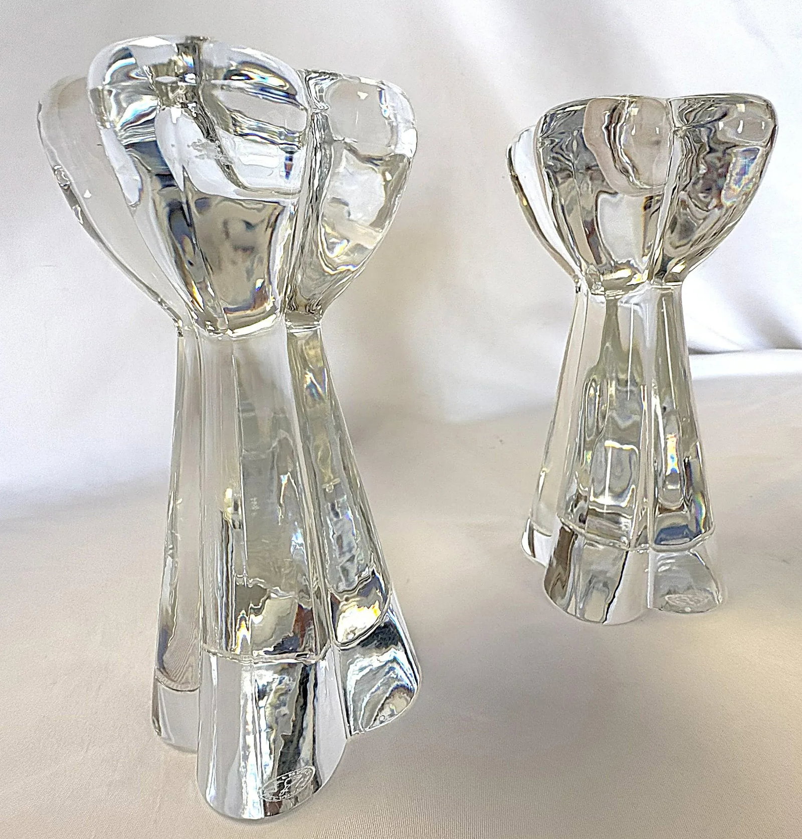 Vintage Baccarat France Clover Diomede 7" Tall Heavy Crystal Candlesticks - A Pair - 4