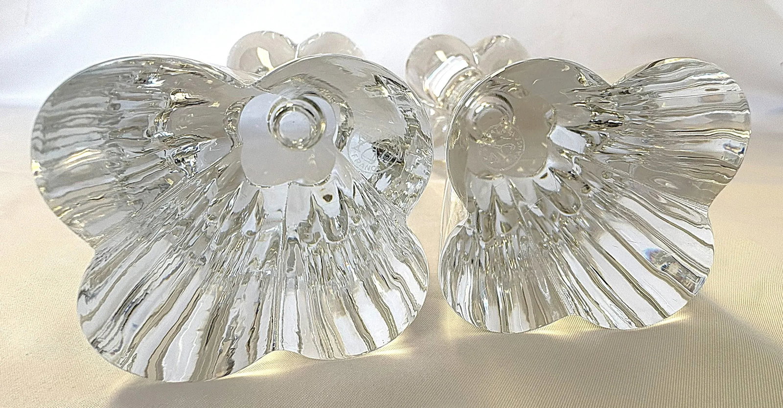 Vintage Baccarat France Clover Diomede 7" Tall Heavy Crystal Candlesticks - A Pair - 6