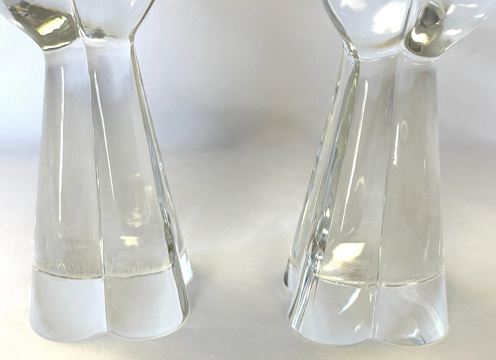 Vintage Baccarat France Clover Diomede 7" Tall Heavy Crystal Candlesticks - A Pair - 8