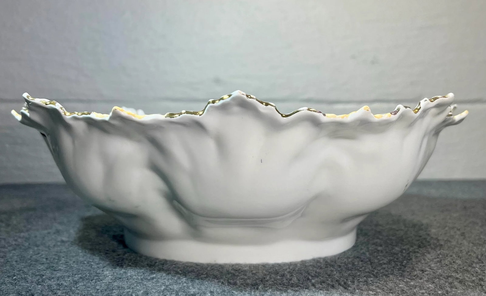 Antique Scalloped Porcelain Hand Painted Berry Bowl - 6