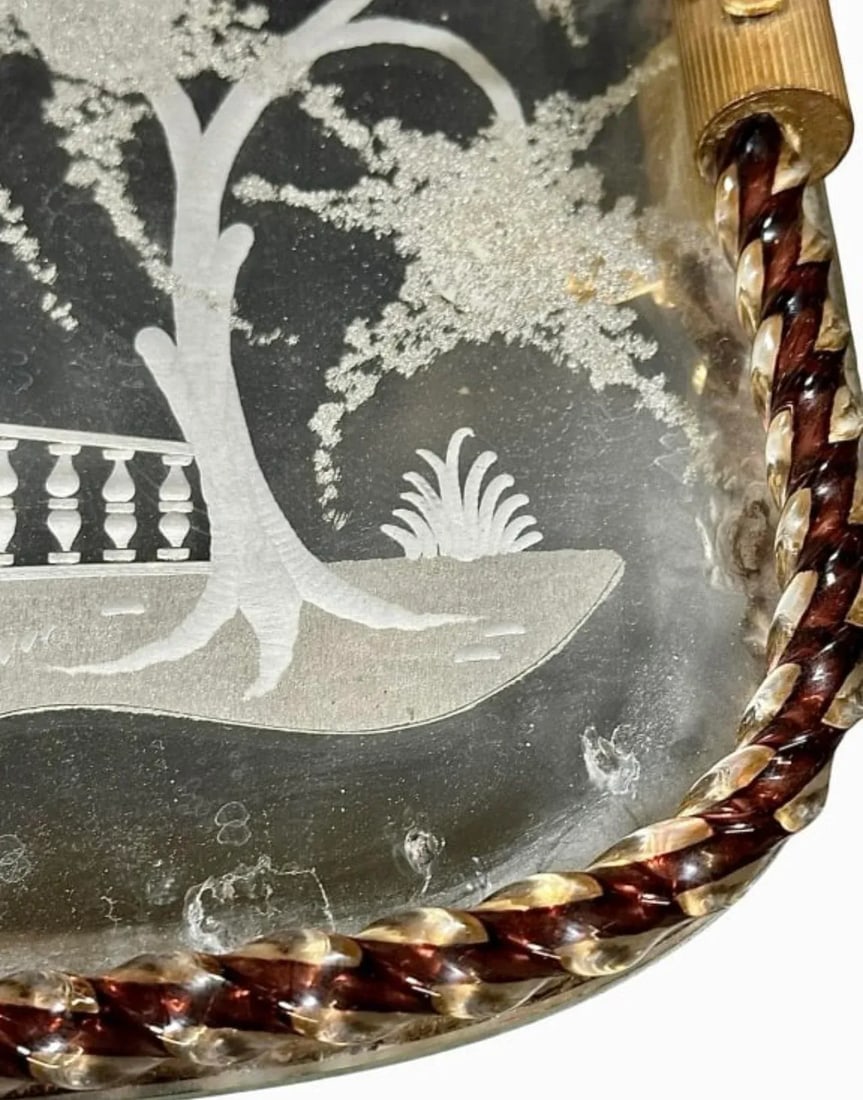 1950's Ercole Barovier Vanity Tray With Twisted Murano Glass Edge and Koi Handles, Italy - 6