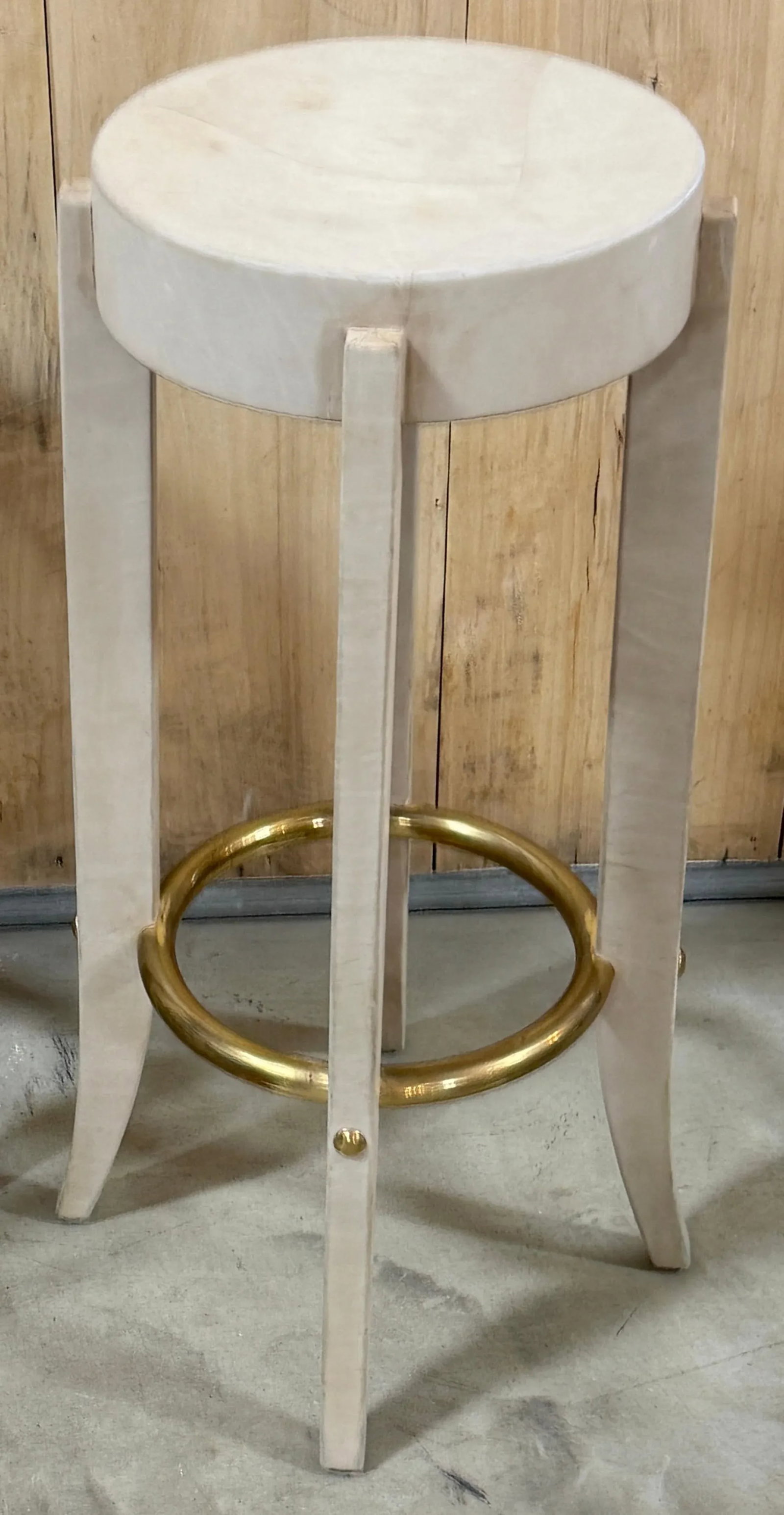 Three Patinated Leather & Brass Barstools Signed Karl Springer, 1990 - 6