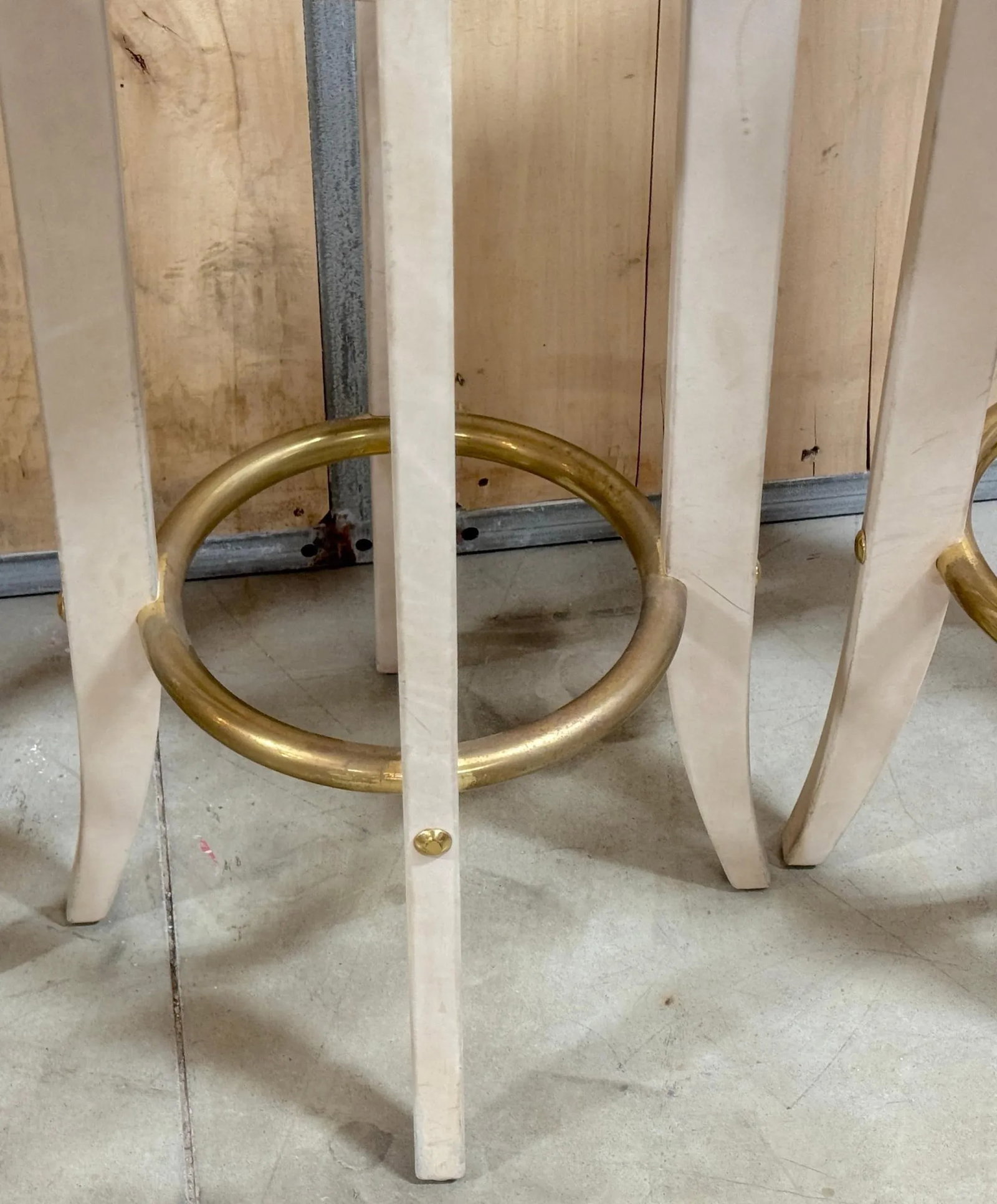 Three Patinated Leather & Brass Barstools Signed Karl Springer, 1990 - 7