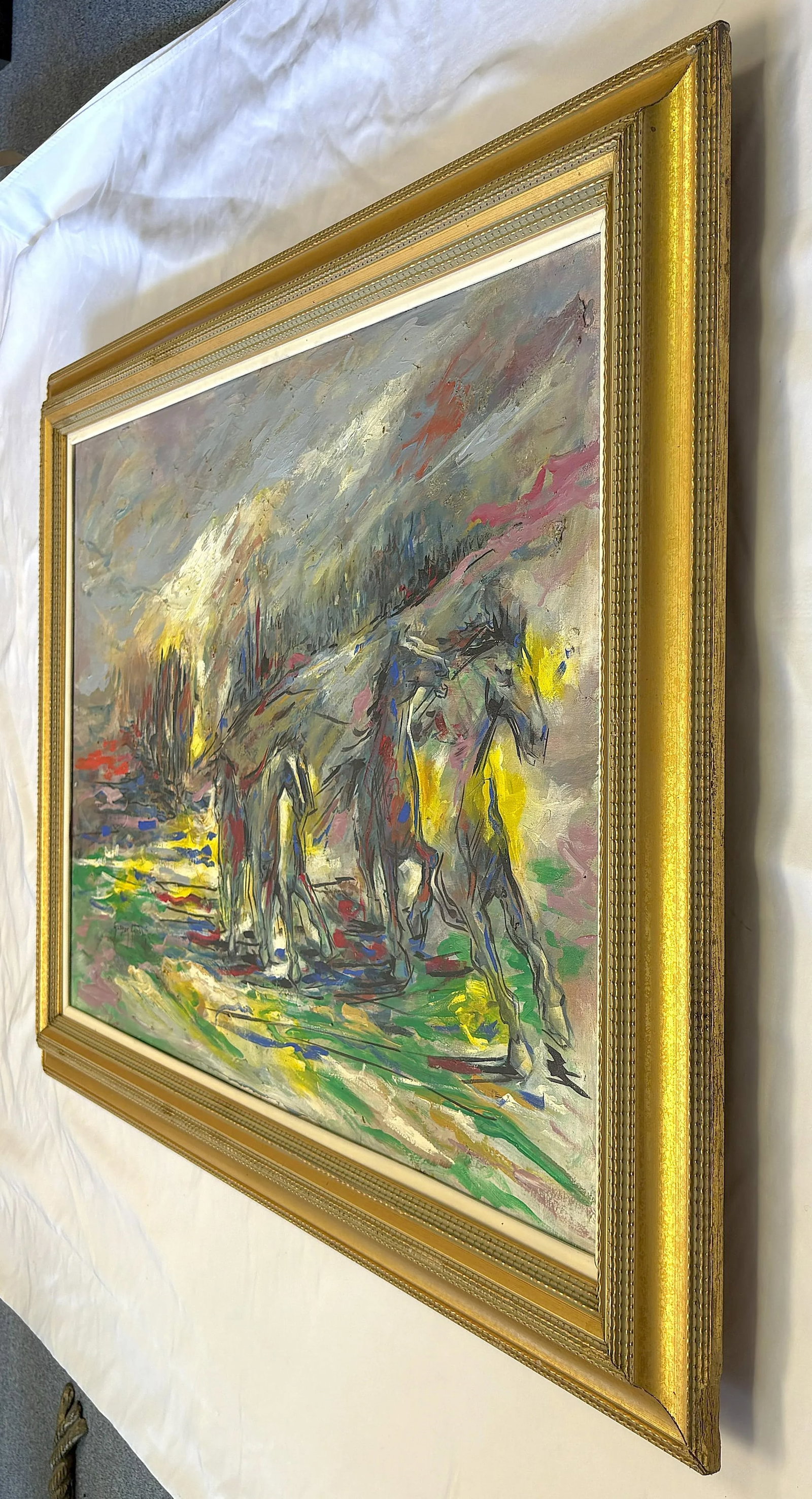 Original Signed and Framed Oil Painting on Canvas of 'Abstract Wild Horses' - 9