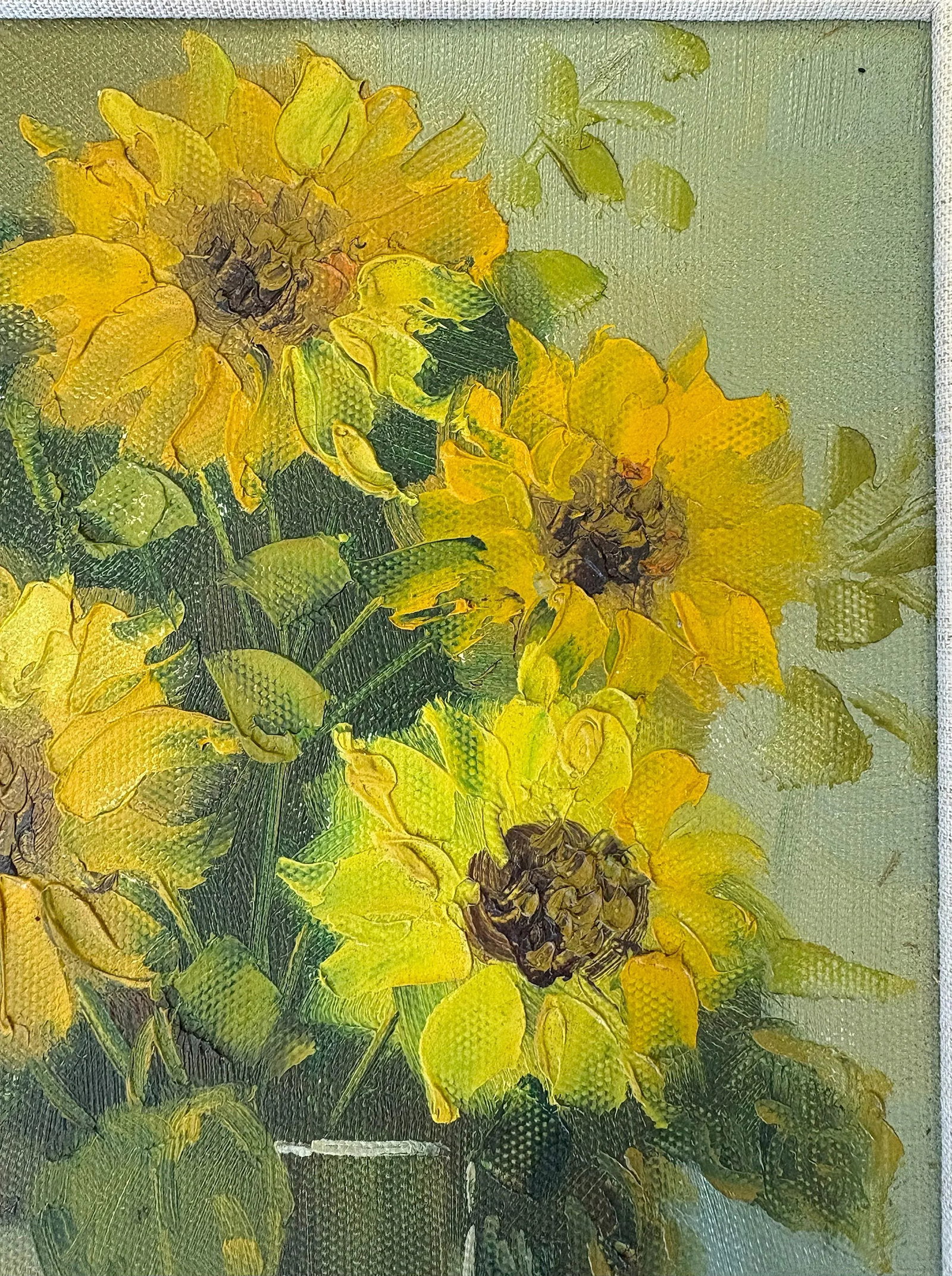Original Signed and Framed Still Life Oil Painting on Canvas 'Sunflowers' - 3