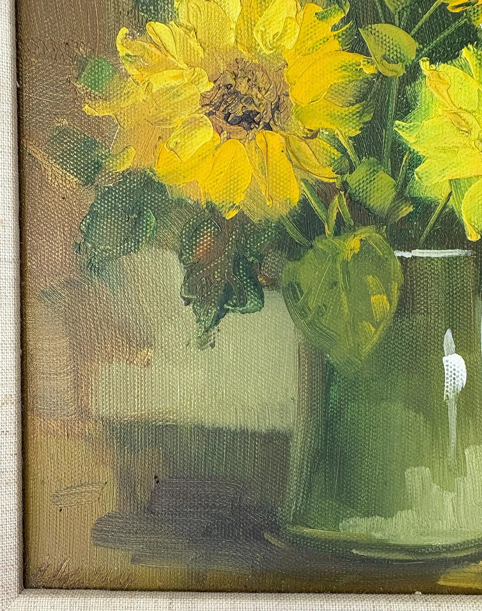 Original Signed and Framed Still Life Oil Painting on Canvas 'Sunflowers' - 6