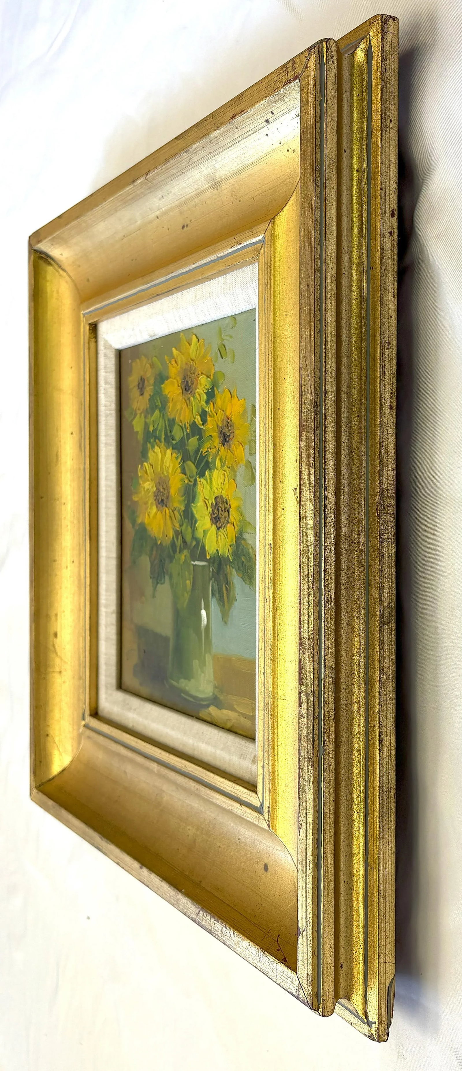 Original Signed and Framed Still Life Oil Painting on Canvas 'Sunflowers' - 8