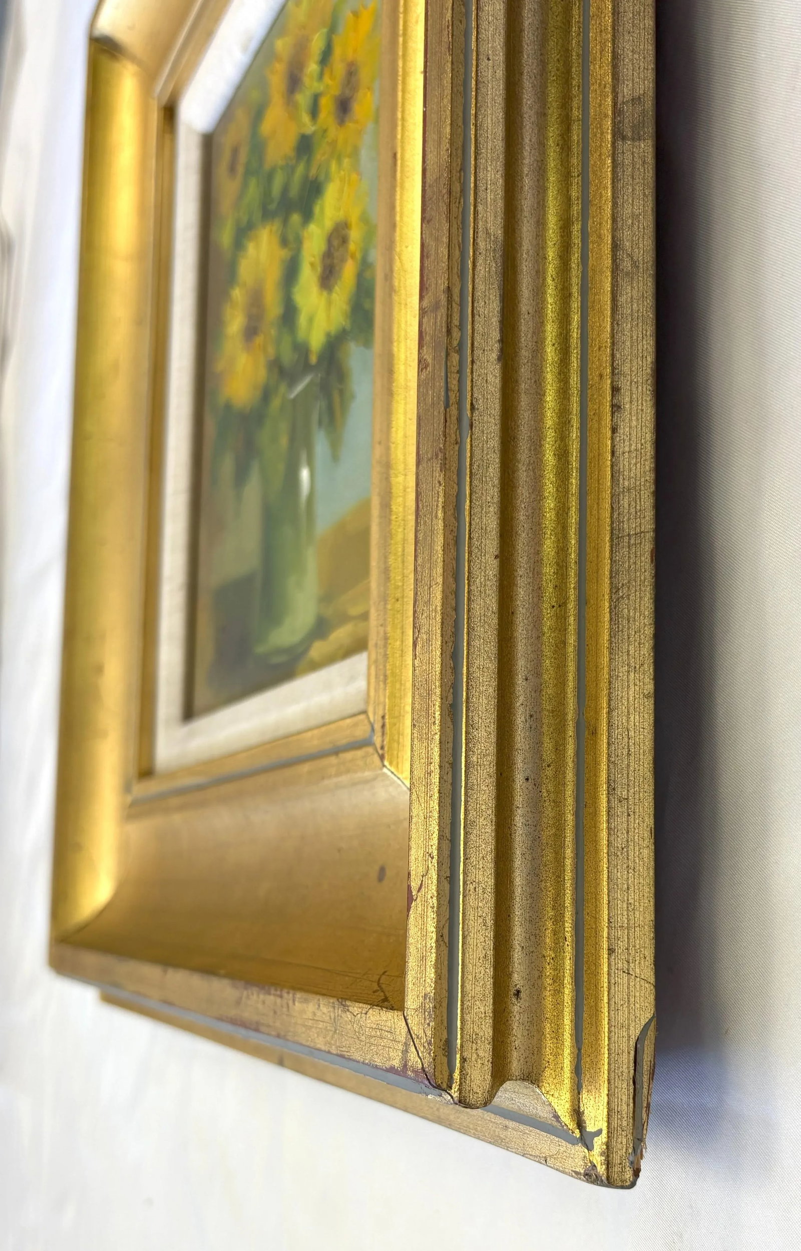 Original Signed and Framed Still Life Oil Painting on Canvas 'Sunflowers' - 9