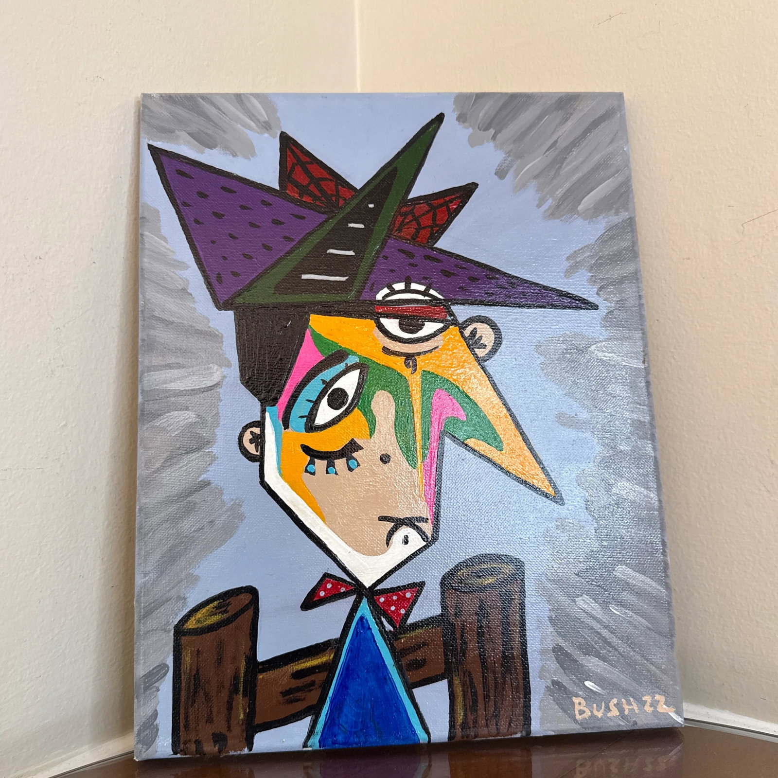 1970s Early 21st Century Picasso Style Folk Art Painting~ Signed Bush - 2