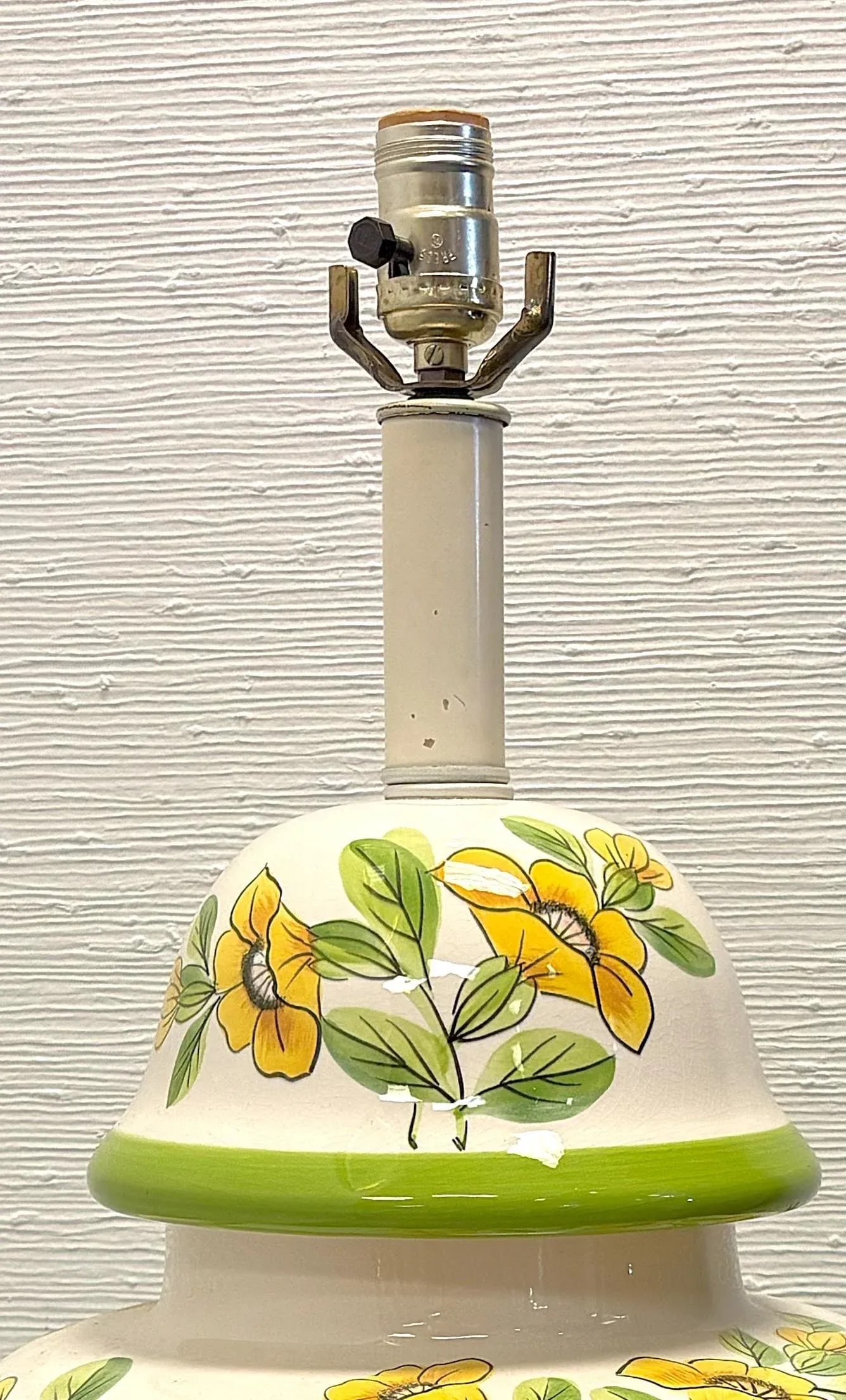 Vintage Large Ceramic Ginger Jar Lamp With Hand Painted Sunflowers - 7