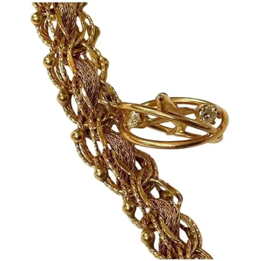 Ladies Heavy 14k Gold Charm Bracelet - 7