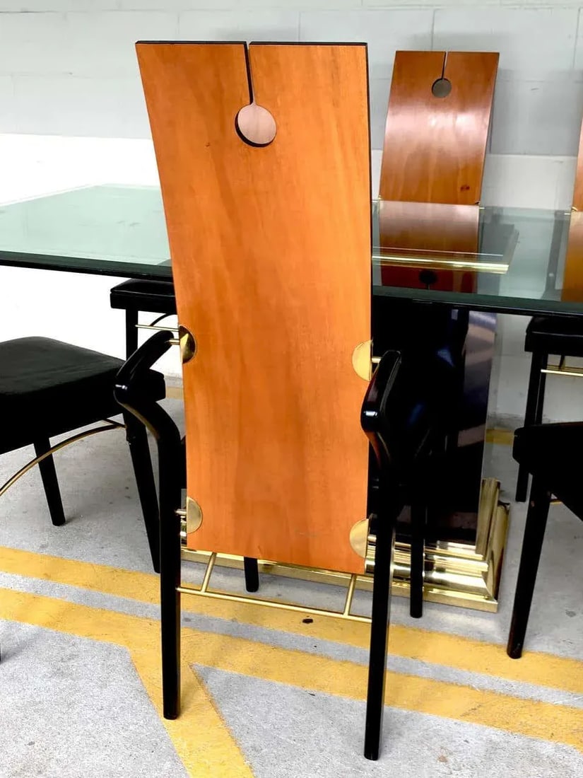 Late 20th Century Pierre Cardin Dining Room Set, 6 Keyhole Back Arm Chairs #26406 & Pedestal Table - 10