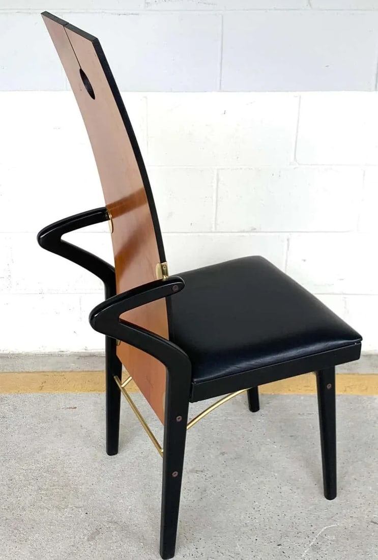 Late 20th Century Pierre Cardin Dining Room Set, 6 Keyhole Back Arm Chairs #26406 & Pedestal Table - 8