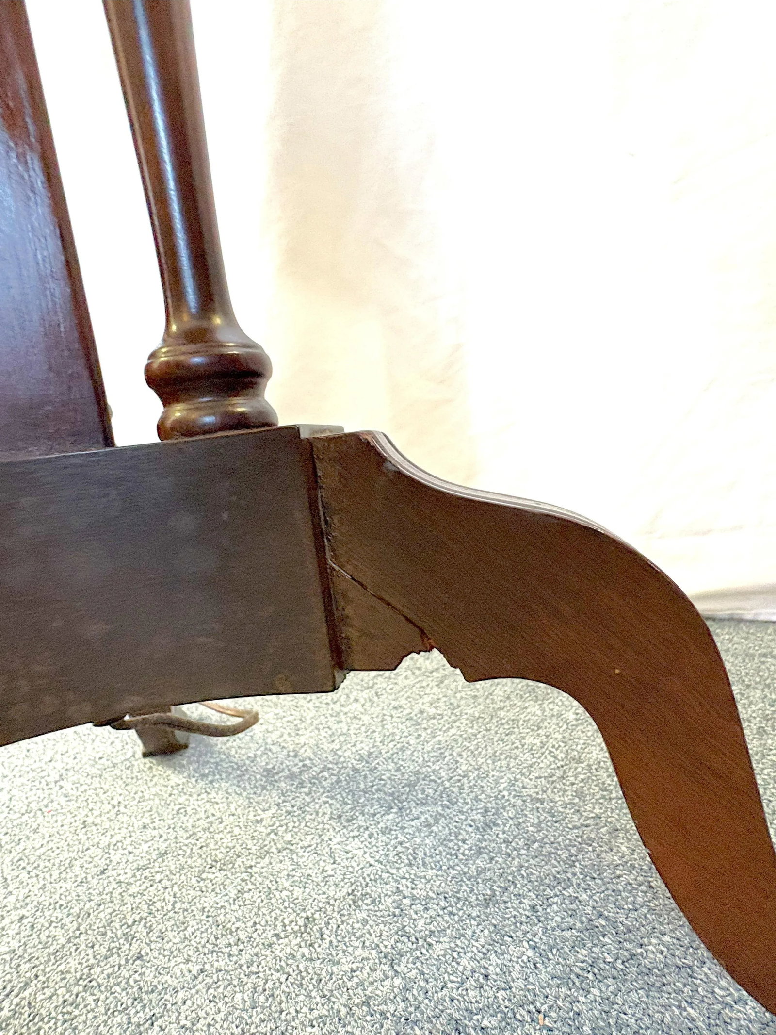 Vintage Wood Lamp Table With Matching Wood Finial - 15