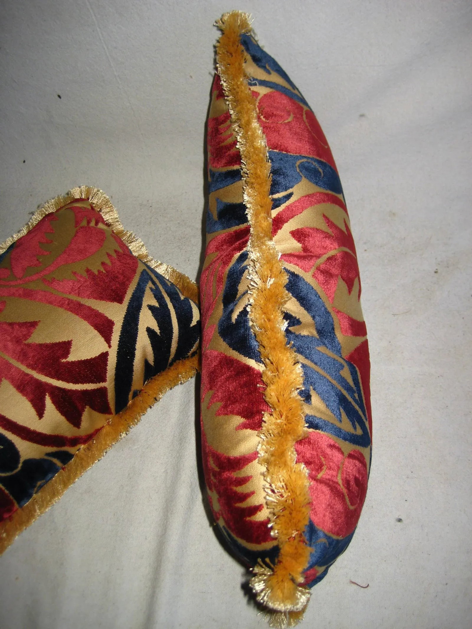 French Art Deco Raoul Dufy Velvet Grand Feuillage Design Pair of Pillows - 4