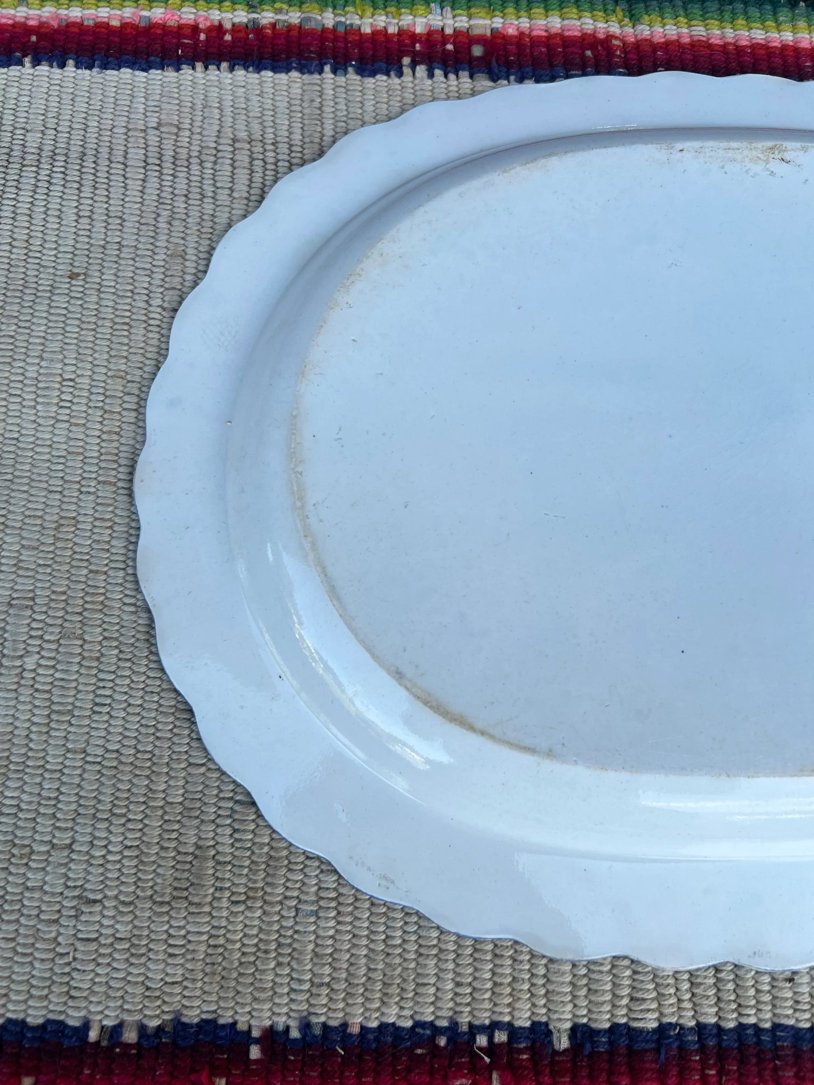 Antique Pearlware Blue Feather Edge Platter, Circa 1820's - 11