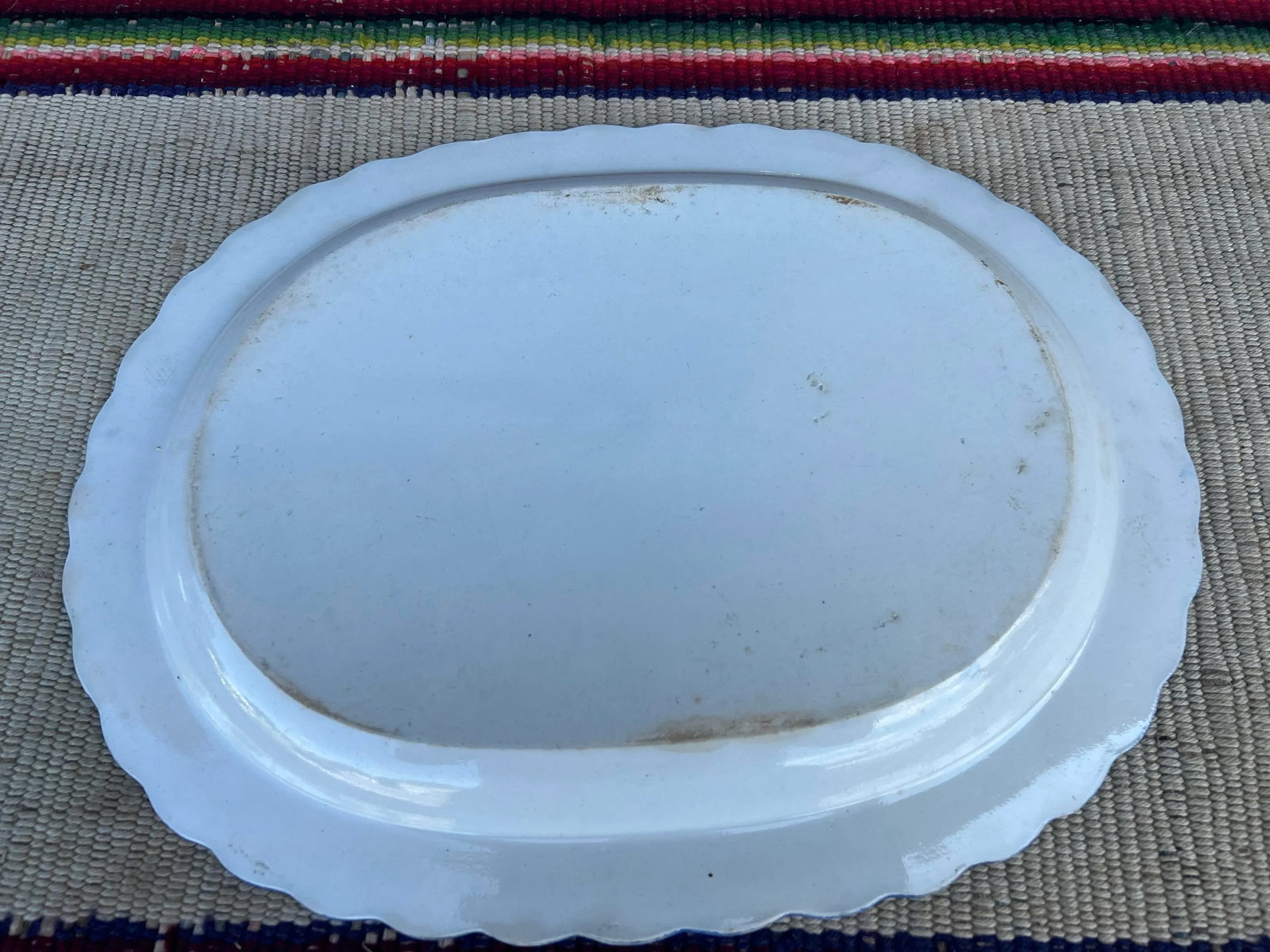 Antique Pearlware Blue Feather Edge Platter, Circa 1820's - 12