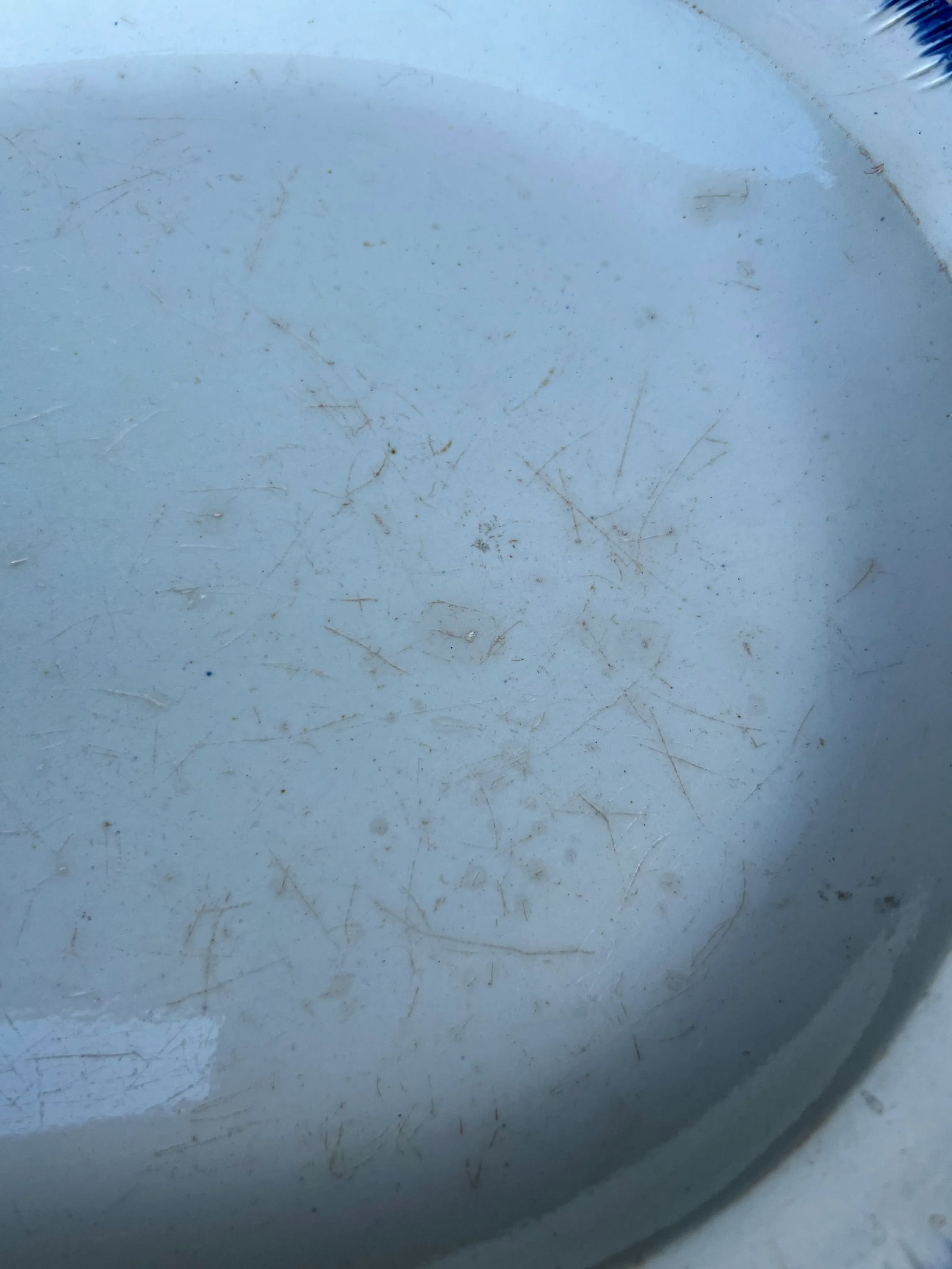Antique Pearlware Blue Feather Edge Platter, Circa 1820's - 2