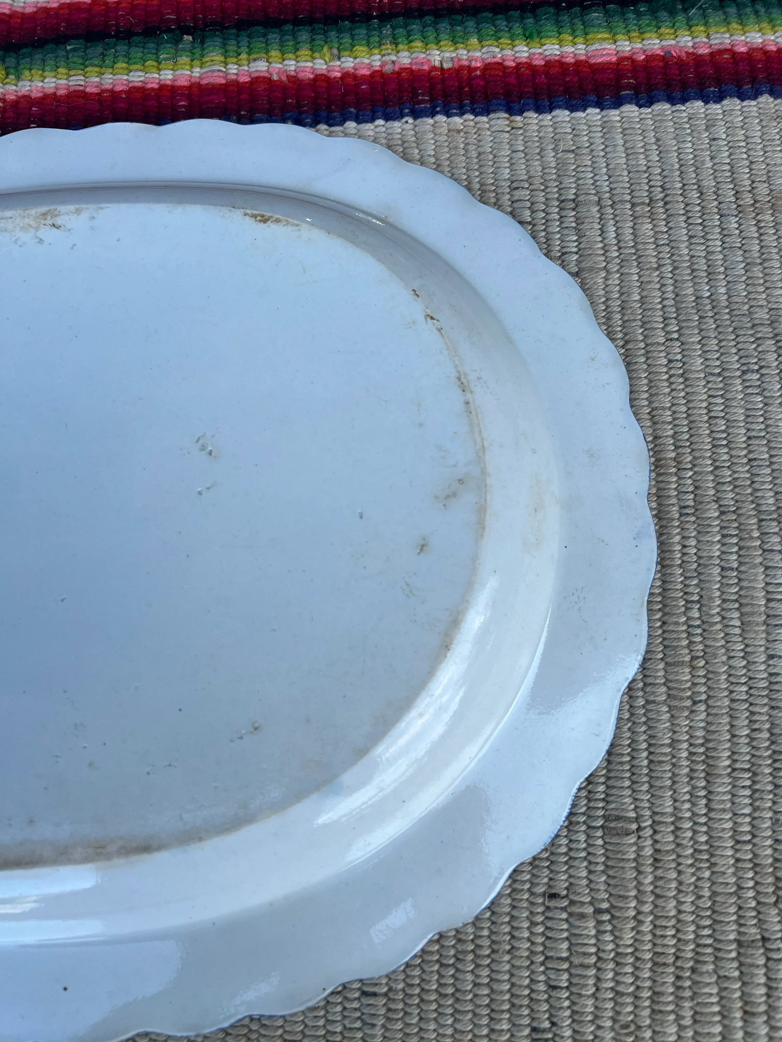 Antique Pearlware Blue Feather Edge Platter, Circa 1820's - 6