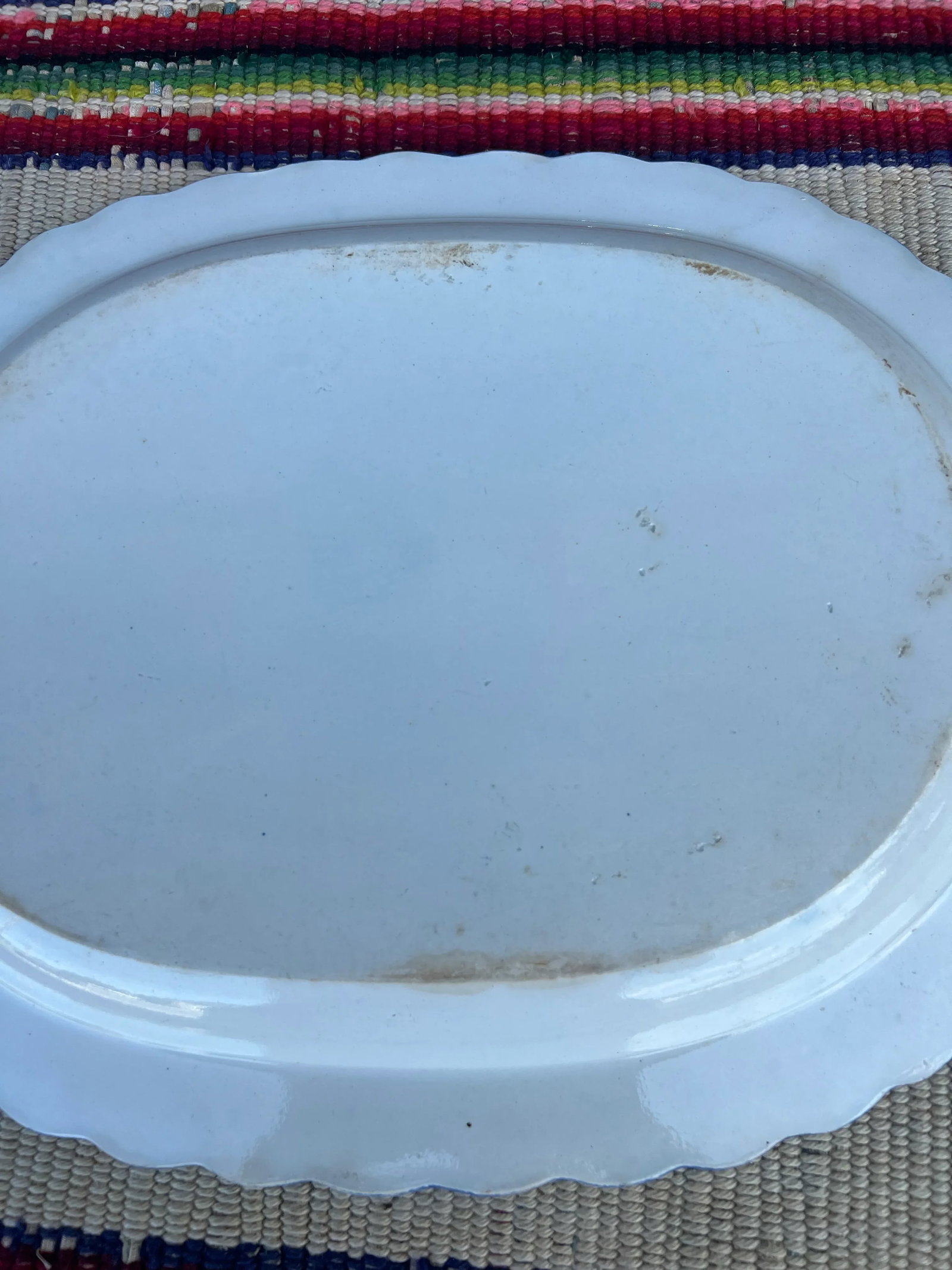 Antique Pearlware Blue Feather Edge Platter, Circa 1820's - 8