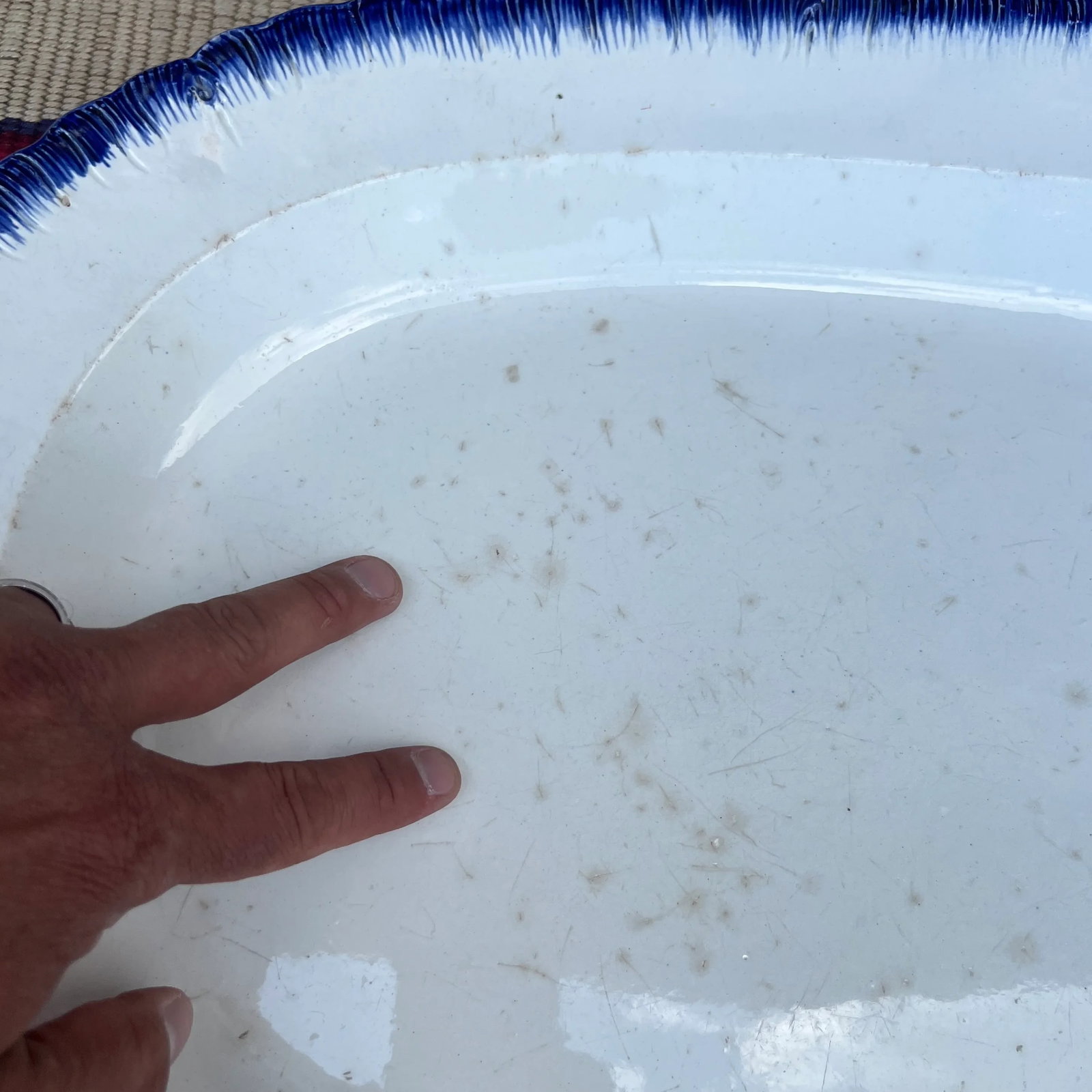 Antique Pearlware Blue Feather Edge Platter, Circa 1820's - 4