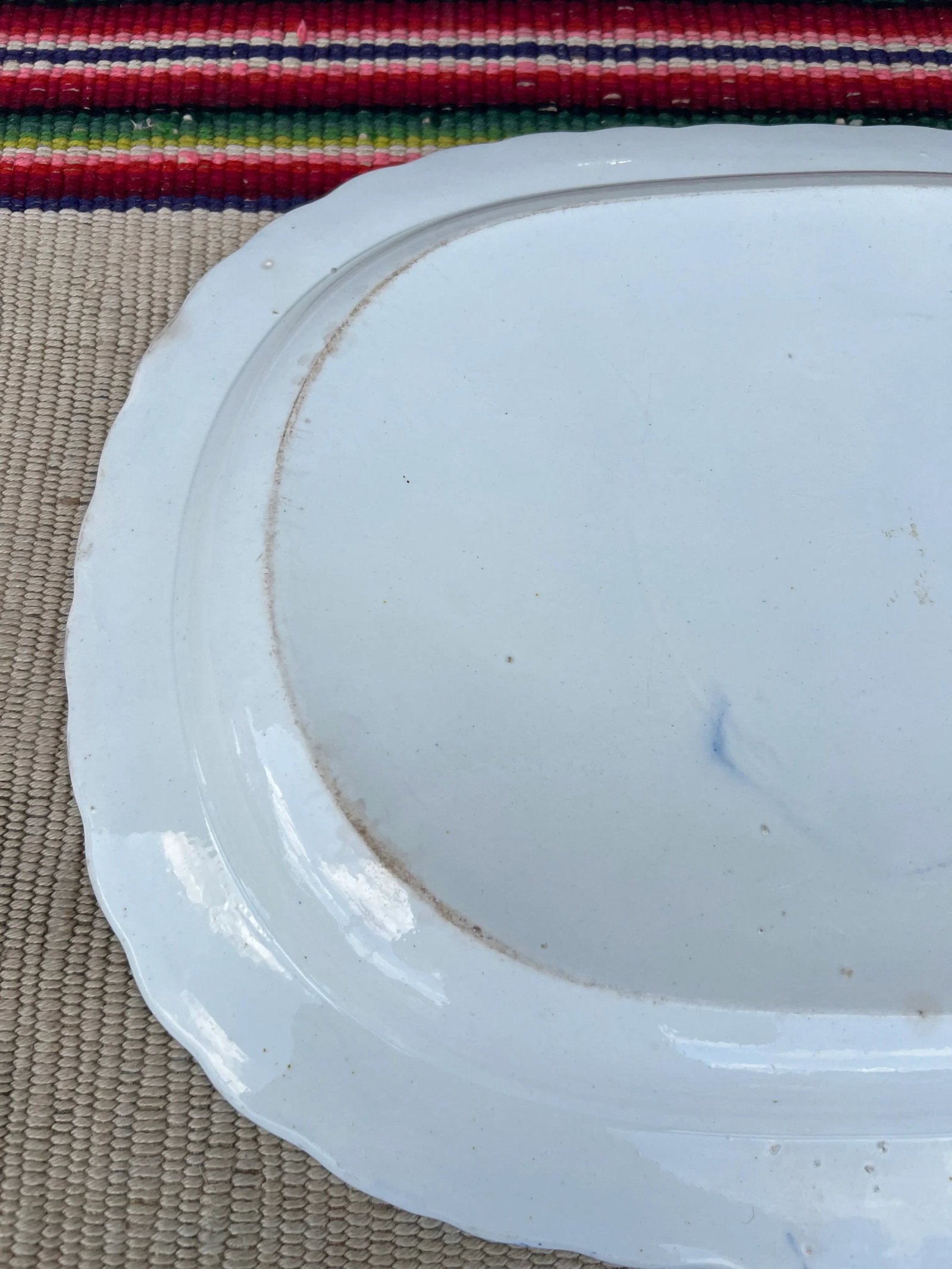 Antique Pearlware Blue Feather Edge Platter, Circa 1820's - 10