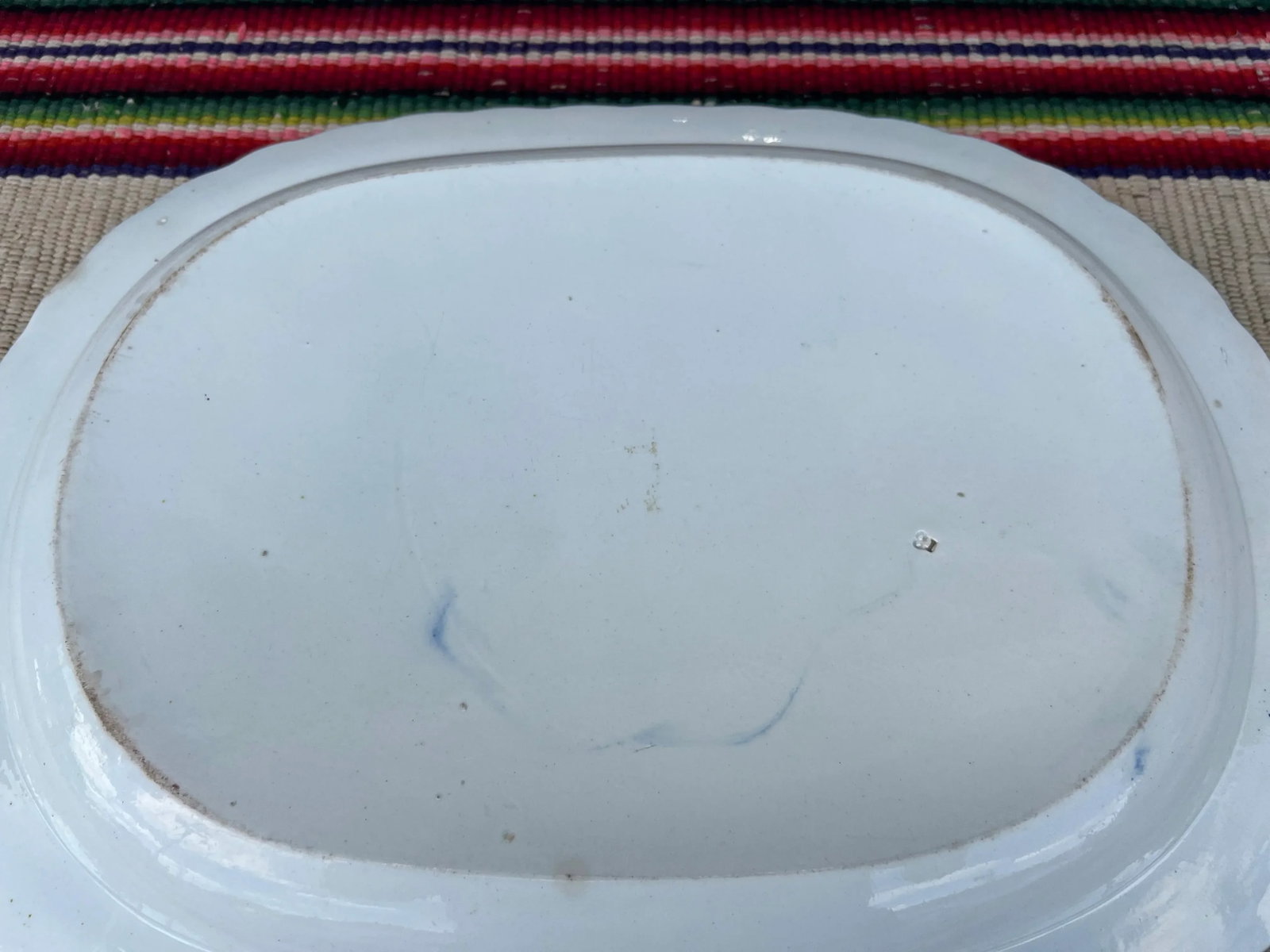 Antique Pearlware Blue Feather Edge Platter, Circa 1820's - 3