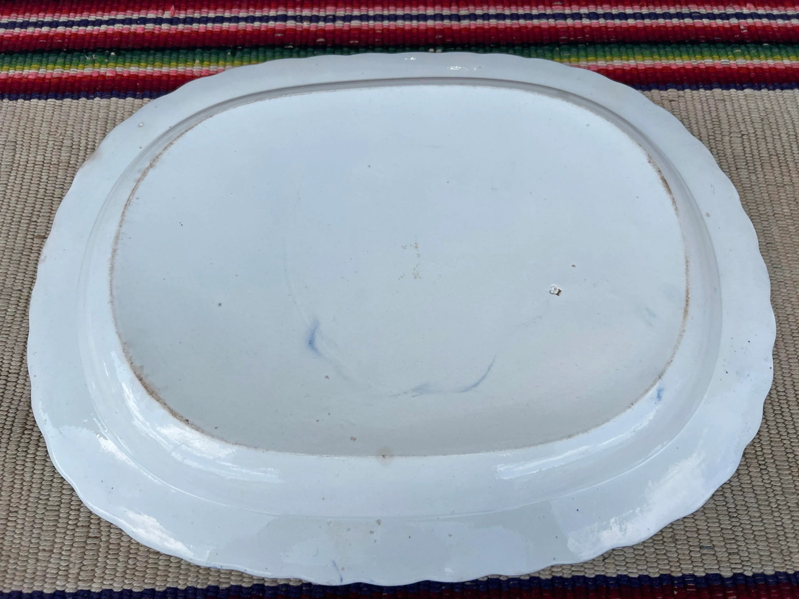 Antique Pearlware Blue Feather Edge Platter, Circa 1820's - 4
