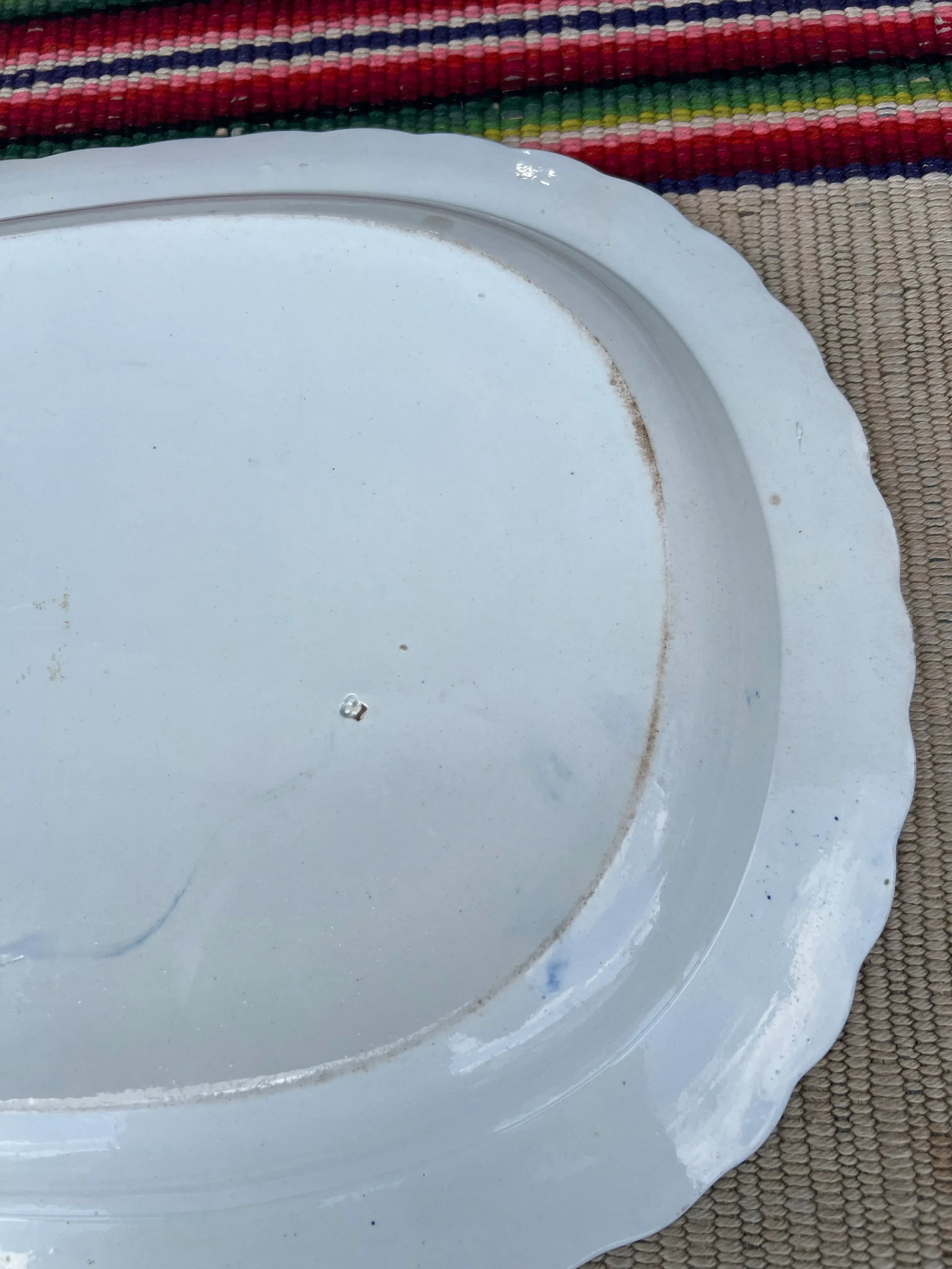 Antique Pearlware Blue Feather Edge Platter, Circa 1820's - 7