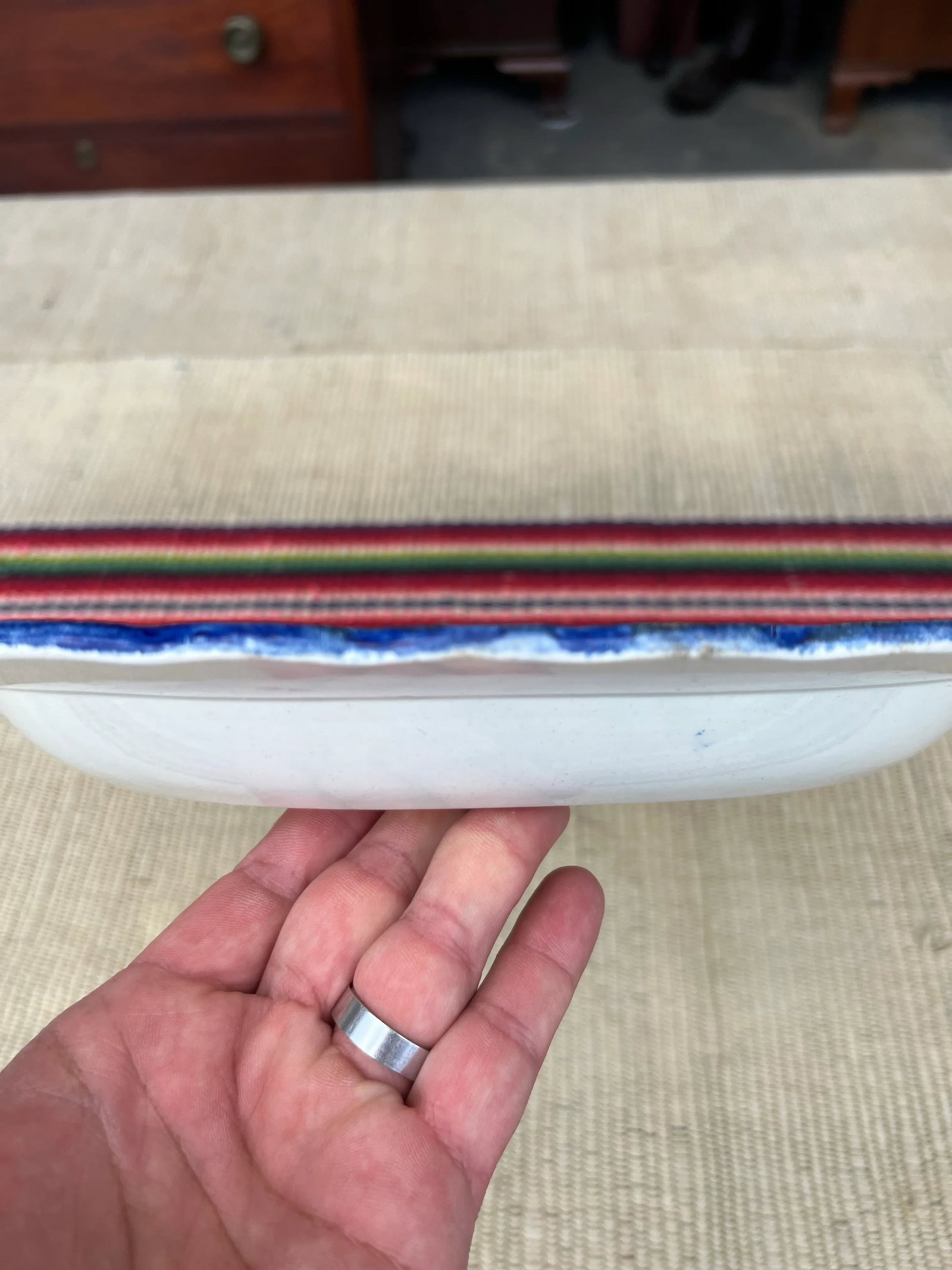 Antique Pearlware Blue Feather Edge Platter, Circa 1820's - 8