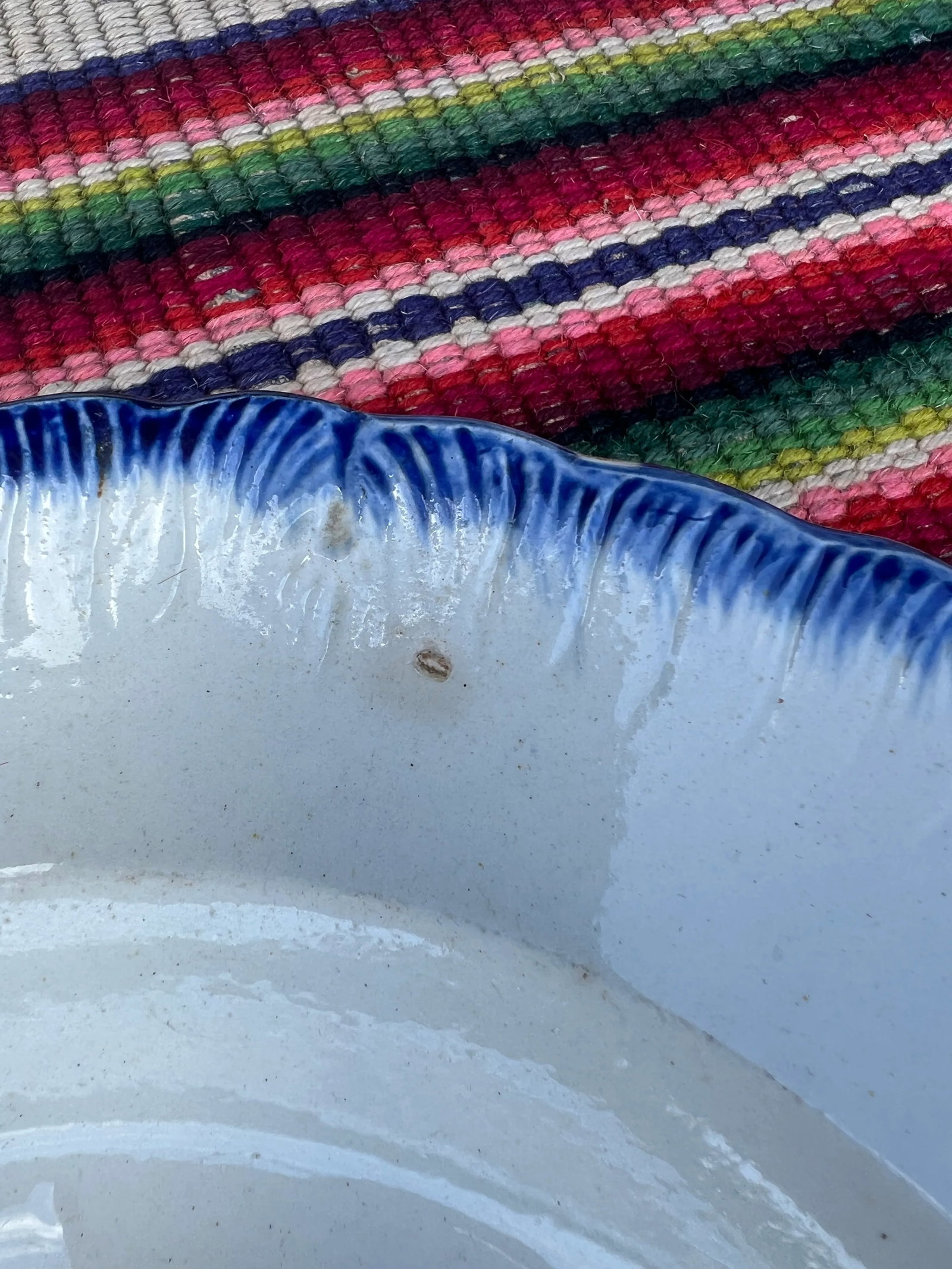 Antique Pearlware Blue Feather Edge Platter, Circa 1820's - 12