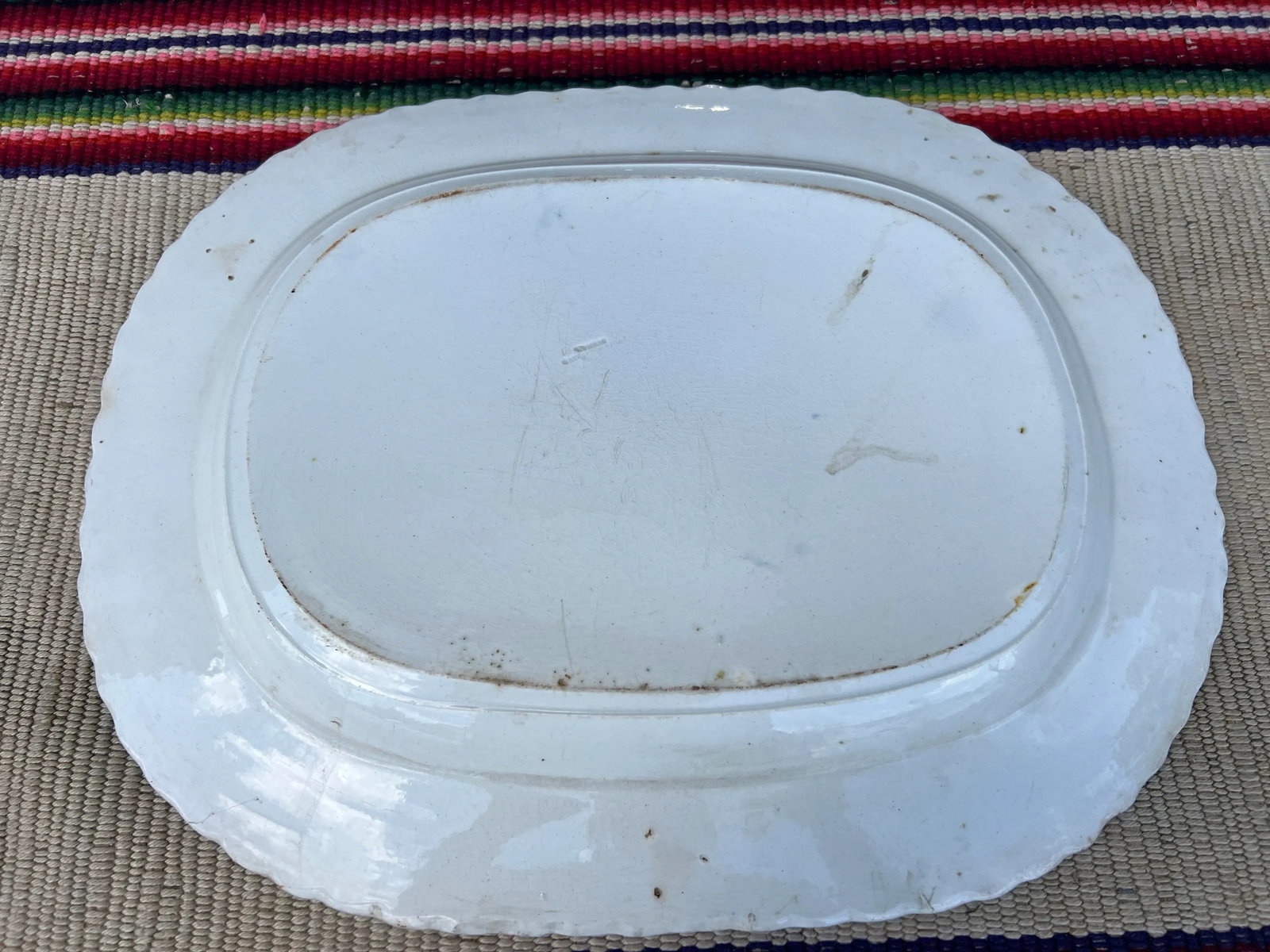 Antique Pearlware Blue Feather Edge Platter, Circa 1820's - 5