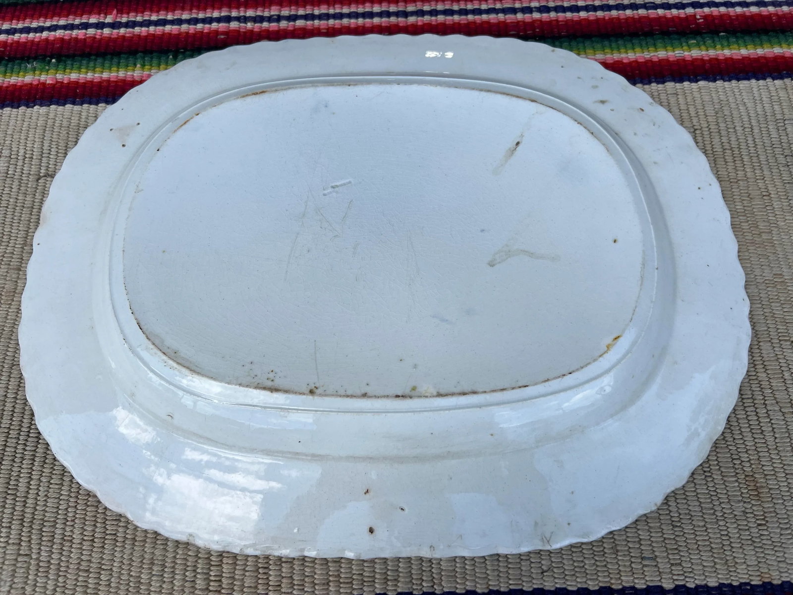 Antique Pearlware Blue Feather Edge Platter, Circa 1820's - 7