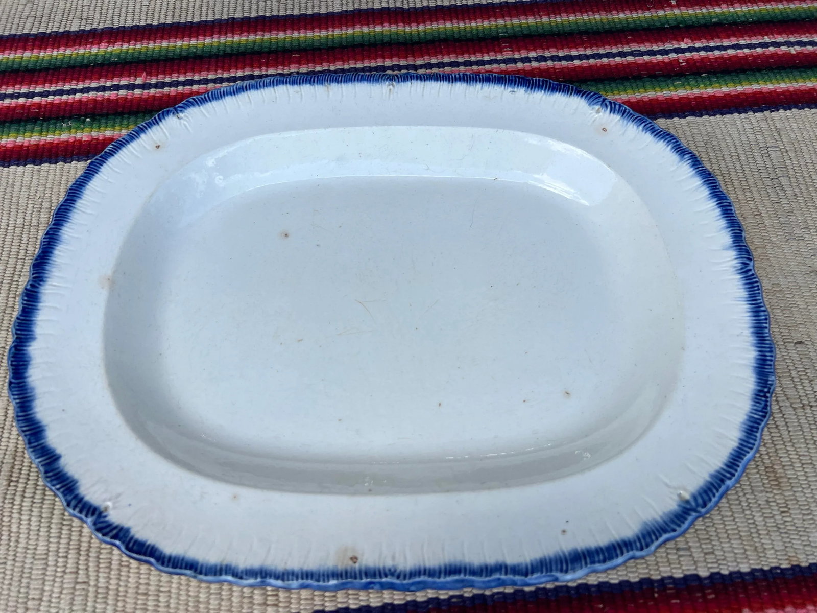 Antique Pearlware Blue Feather Edge Platter, Circa 1820's - 9