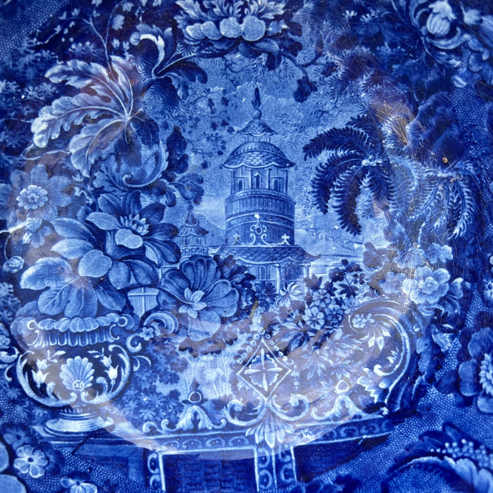 Antique Pearlware Historic Blue Transferware Decorated Punch Bowl, 1820's - 3