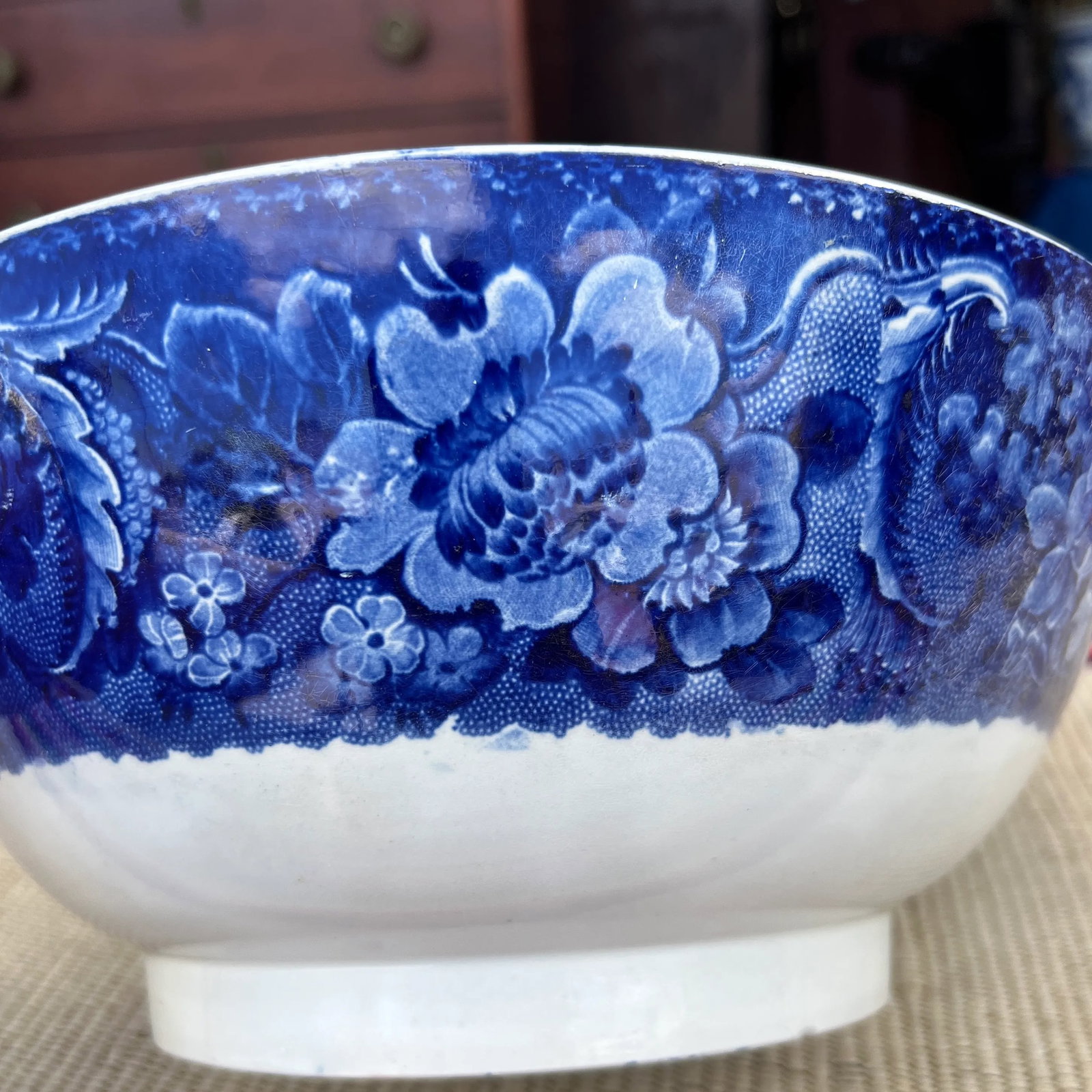 Antique Pearlware Historic Blue Transferware Decorated Punch Bowl, 1820's - 6