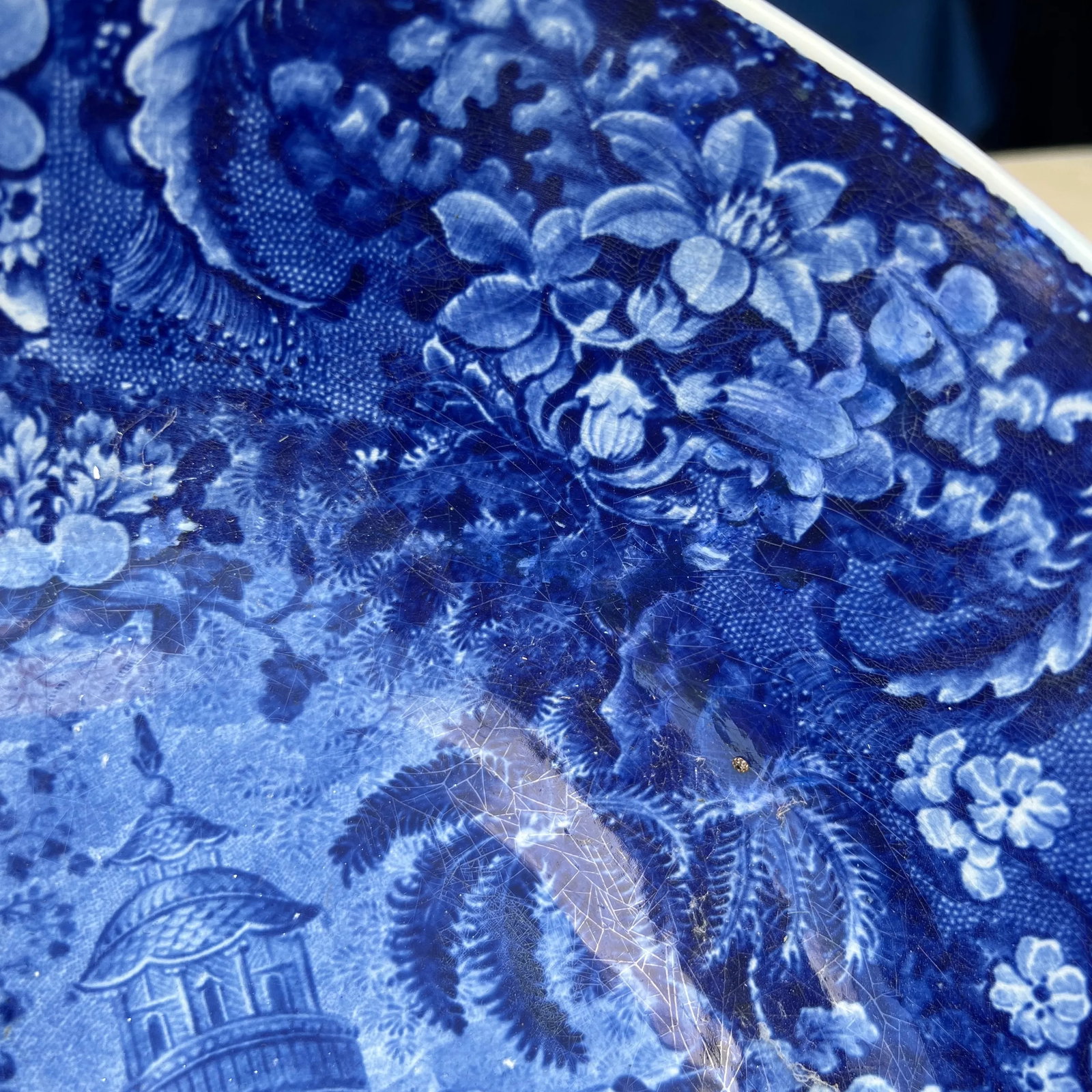 Antique Pearlware Historic Blue Transferware Decorated Punch Bowl, 1820's - 7